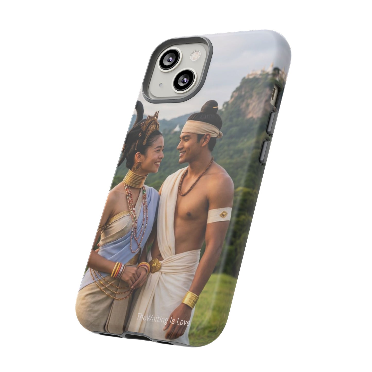 Phone Case — Romantic Couple Photo Print, Tropical Temple Landscape Protective Cover