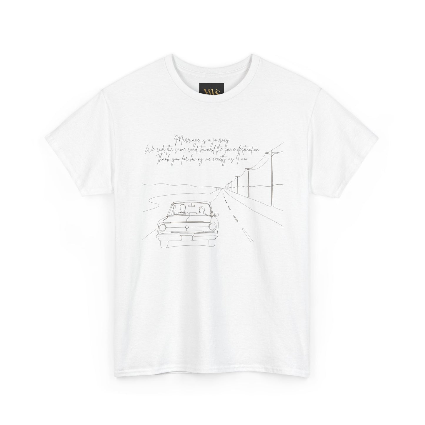 Vintage Road Sketch Tee — Minimal Car Illustration with Handwritten Quote