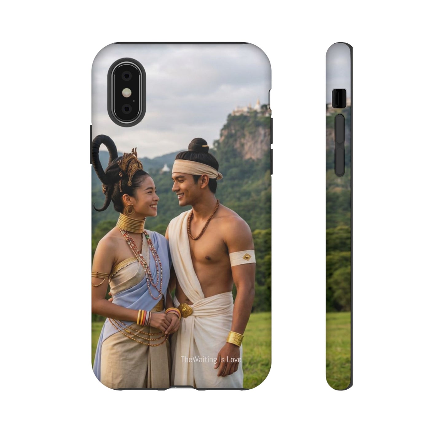 Phone Case — Romantic Couple Photo Print, Tropical Temple Landscape Protective Cover