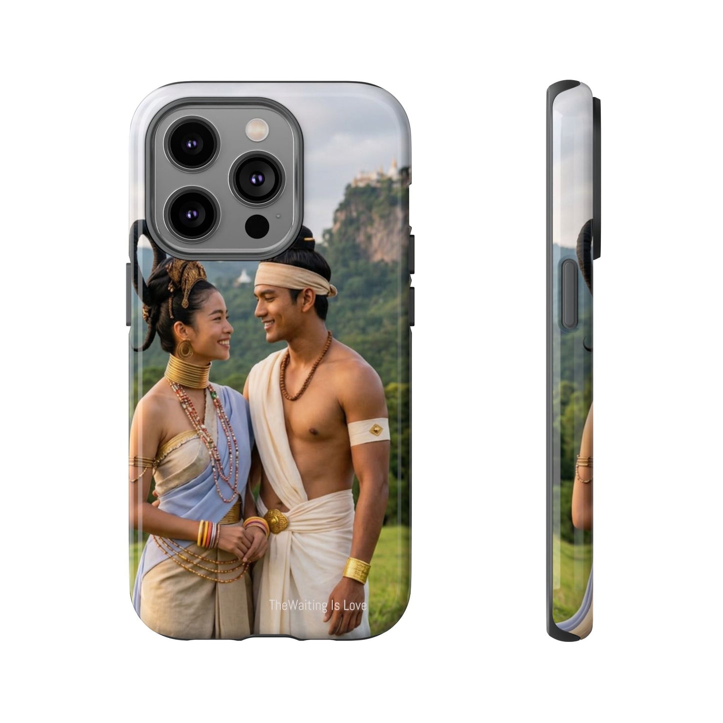 Phone Case — Romantic Couple Photo Print, Tropical Temple Landscape Protective Cover