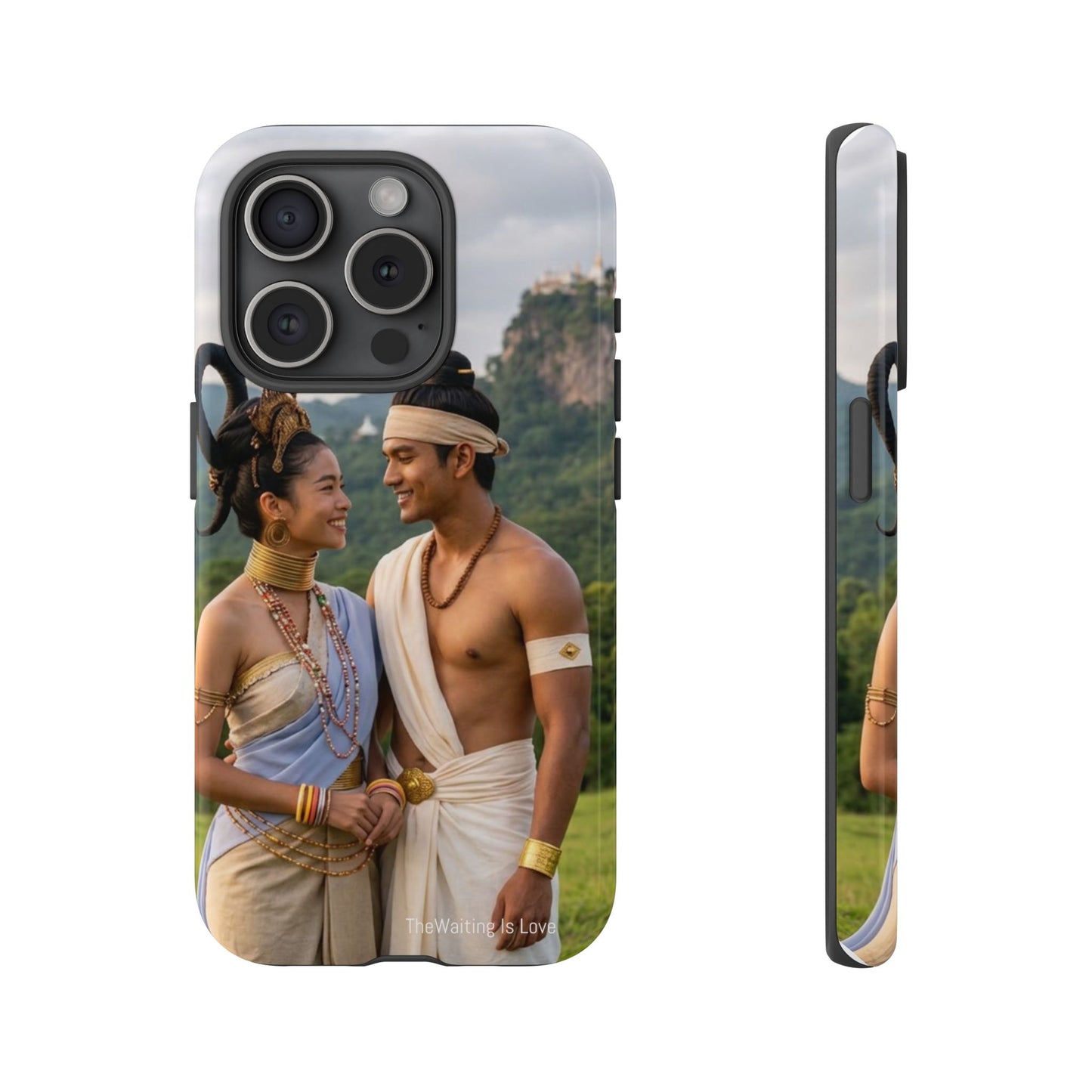 Phone Case — Romantic Couple Photo Print, Tropical Temple Landscape Protective Cover