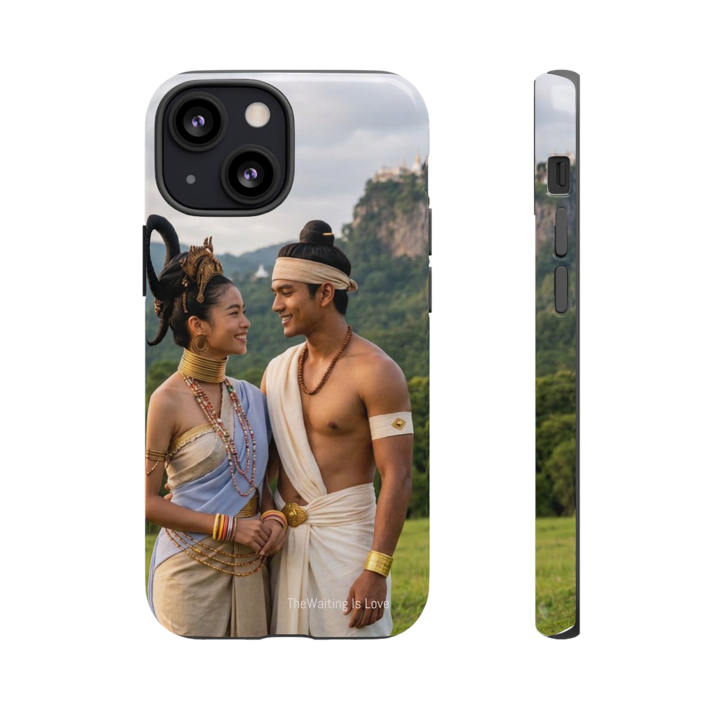 Phone Case — Romantic Couple Photo Print, Tropical Temple Landscape Protective Cover