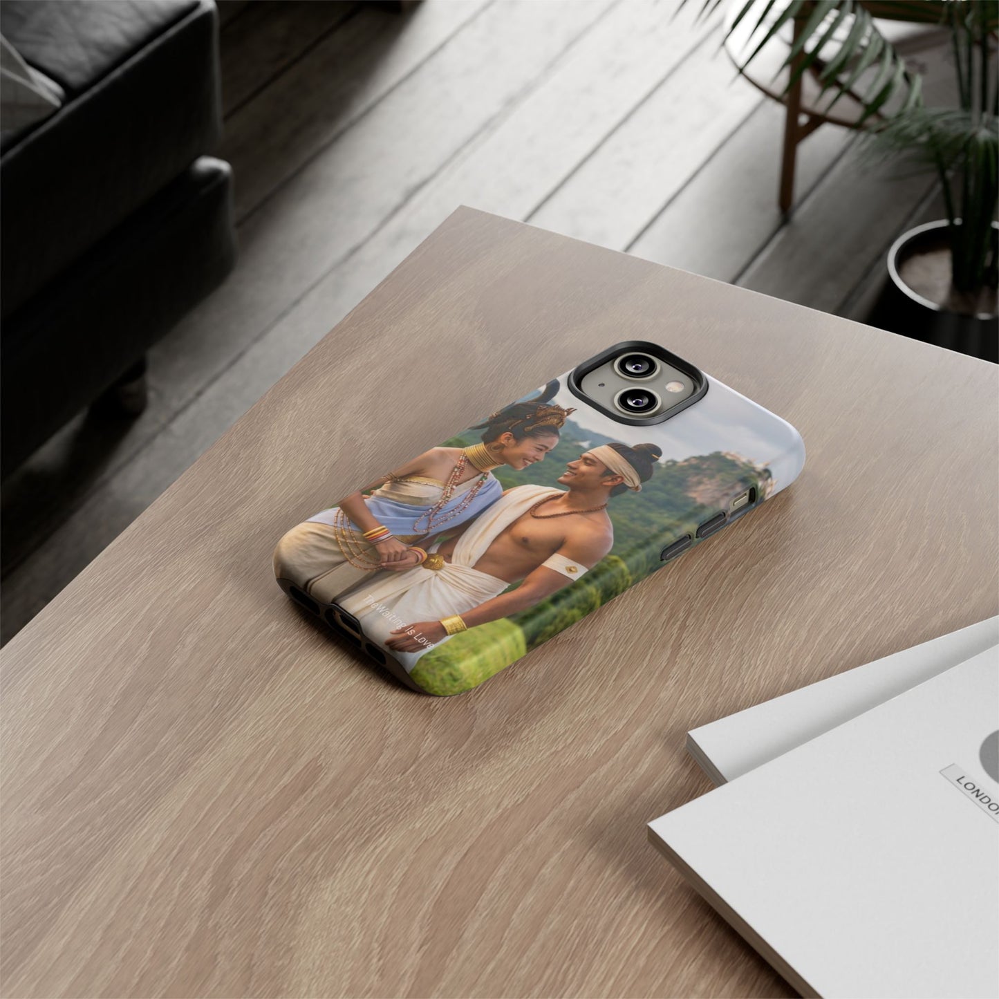 Phone Case — Romantic Couple Photo Print, Tropical Temple Landscape Protective Cover