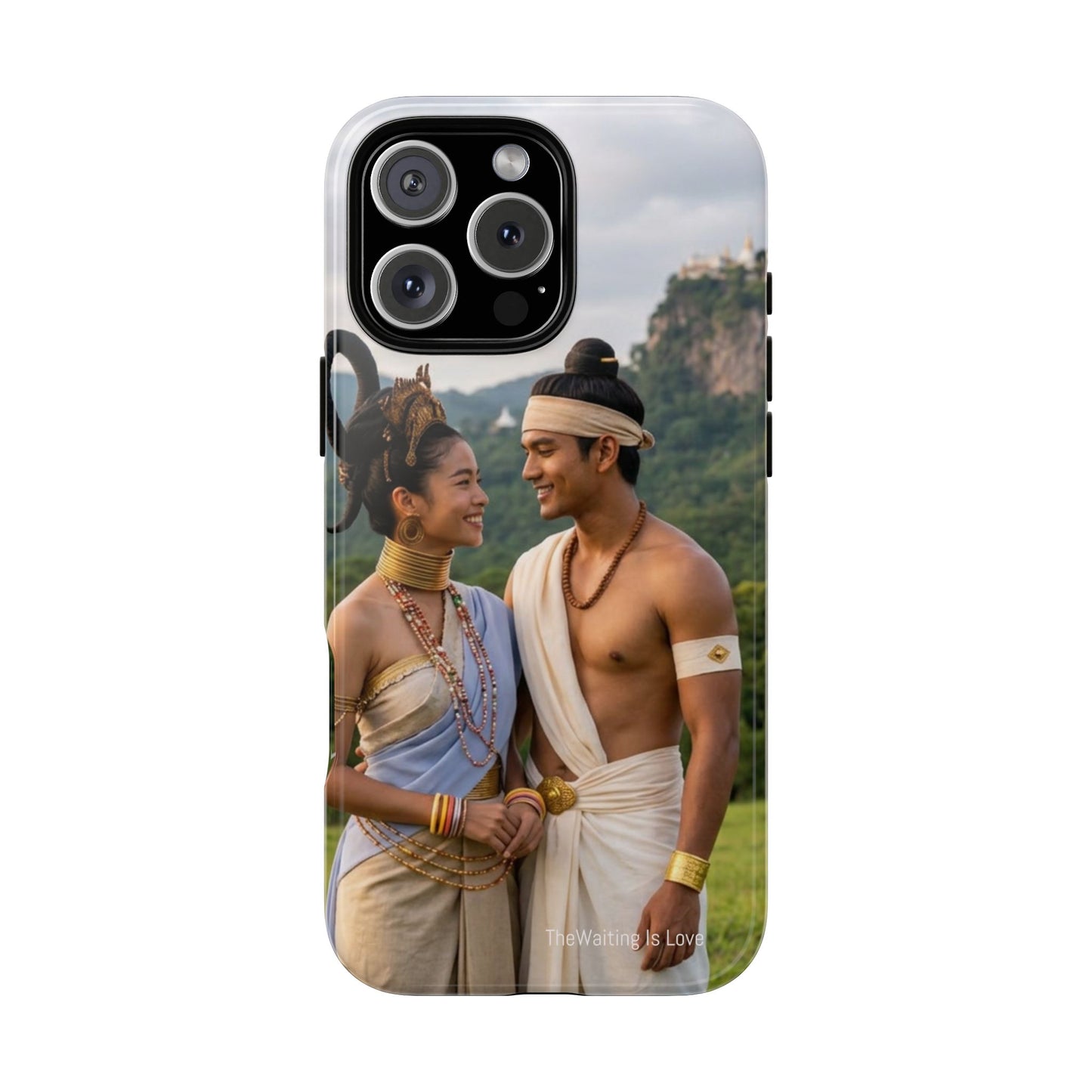 Phone Case — Romantic Couple Photo Print, Tropical Temple Landscape Protective Cover