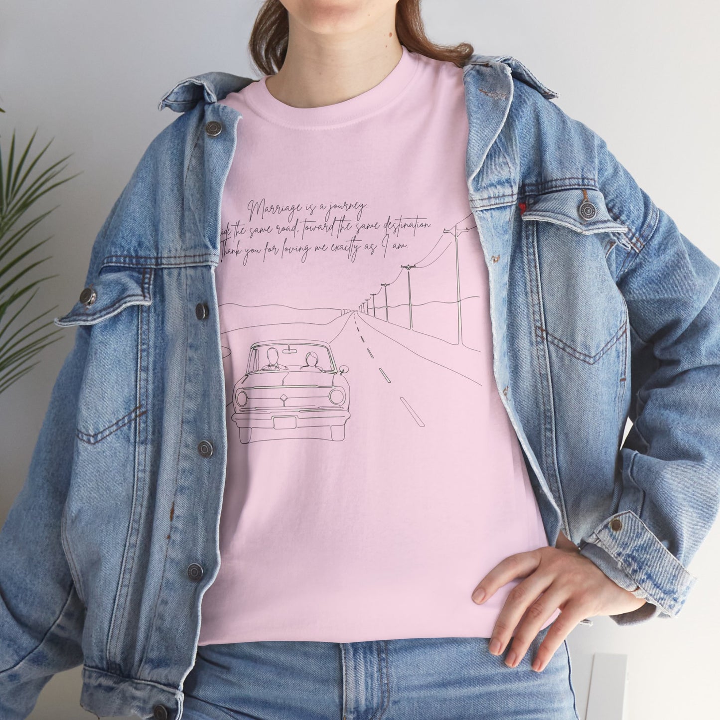 Vintage Road Sketch Tee — Minimal Car Illustration with Handwritten Quote