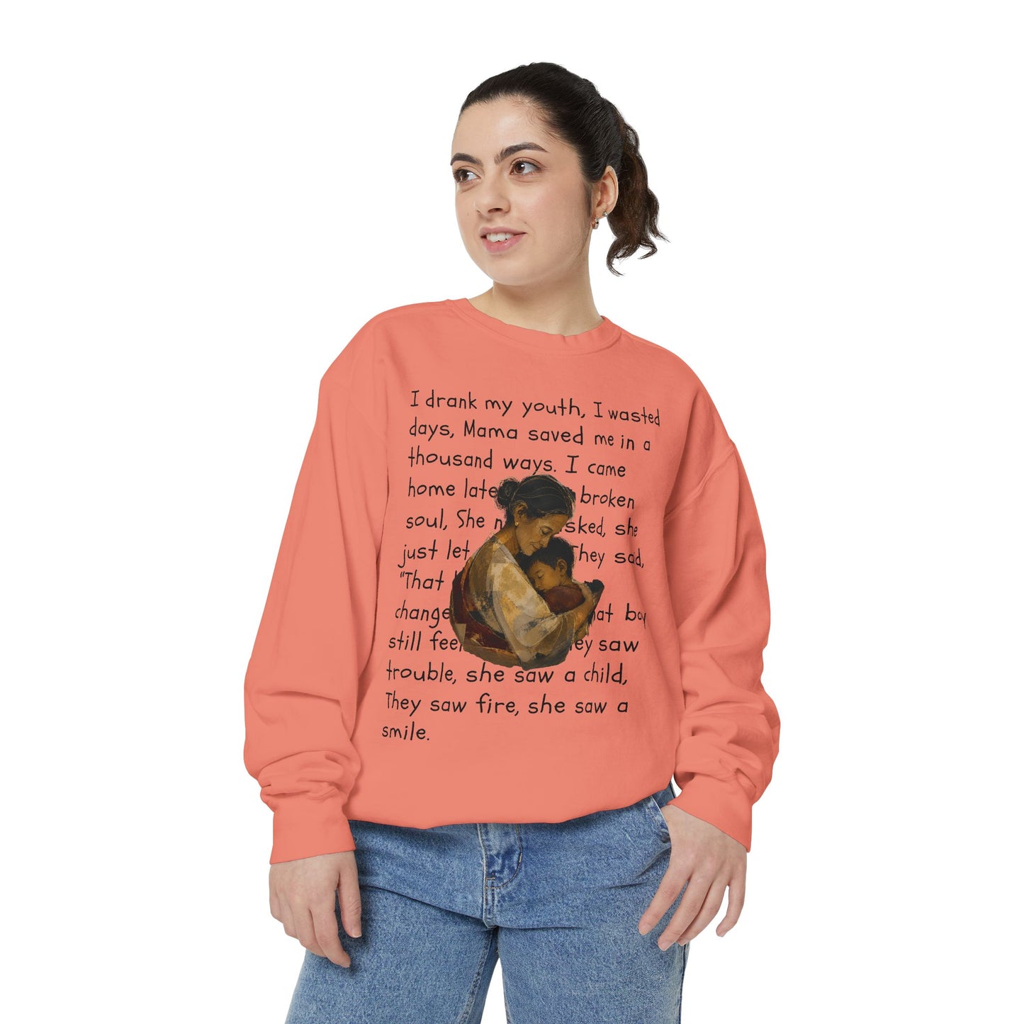 Sweatshirt — Mama Saved Me Graphic Sweatshirt with Mother & Child Lyrics