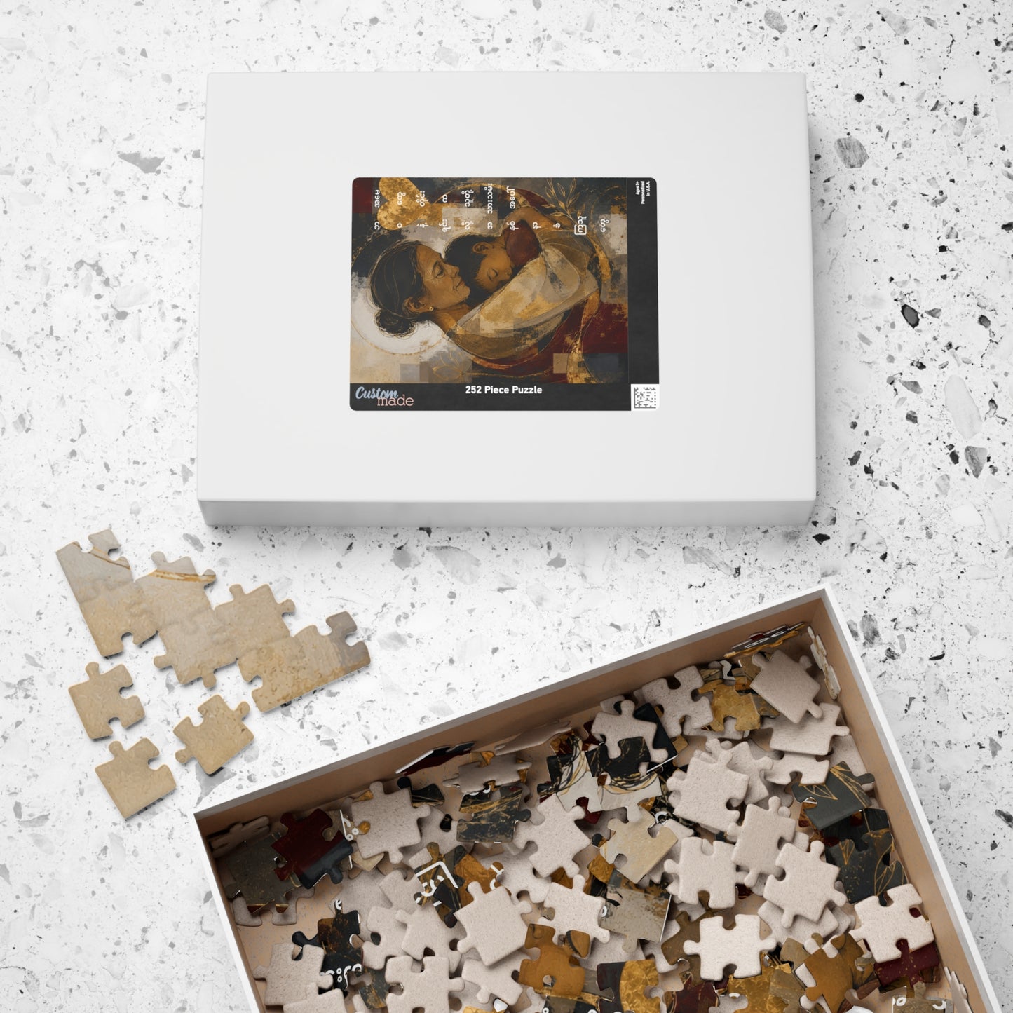Mother and Child Art Puzzle — 520/1014-Piece Fine Art Jigsaw with Burmese Script