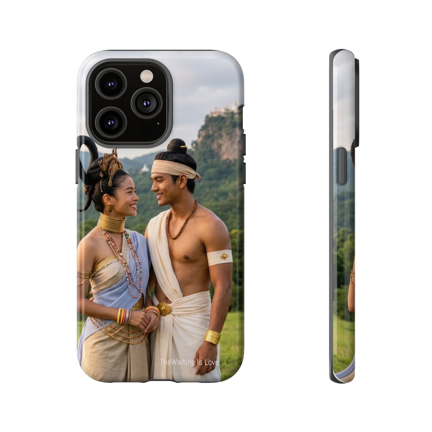 Phone Case — Romantic Couple Photo Print, Tropical Temple Landscape Protective Cover