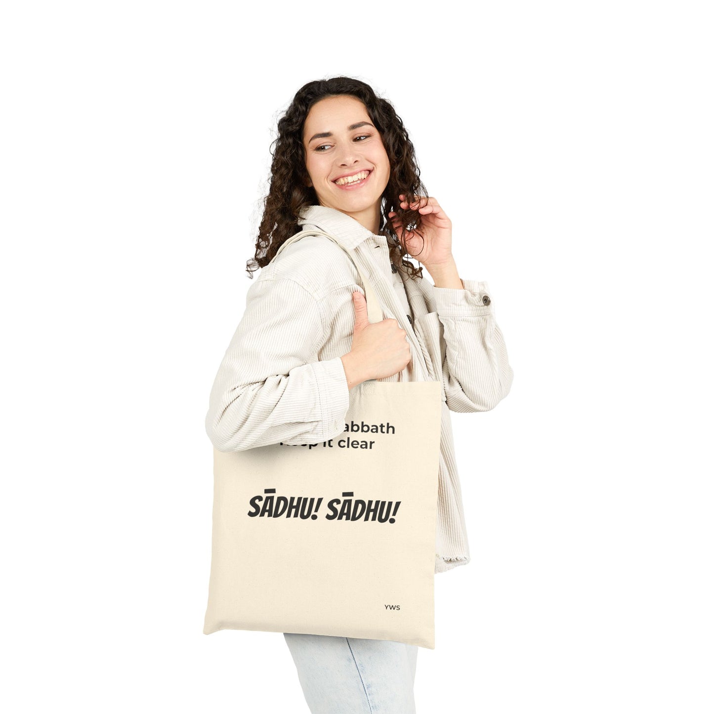 Canvas Tote Bag — "Keep the Sabbath, Keep It Clear" Sadhu Design