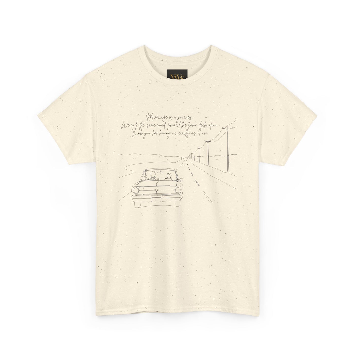 Vintage Road Sketch Tee — Minimal Car Illustration with Handwritten Quote