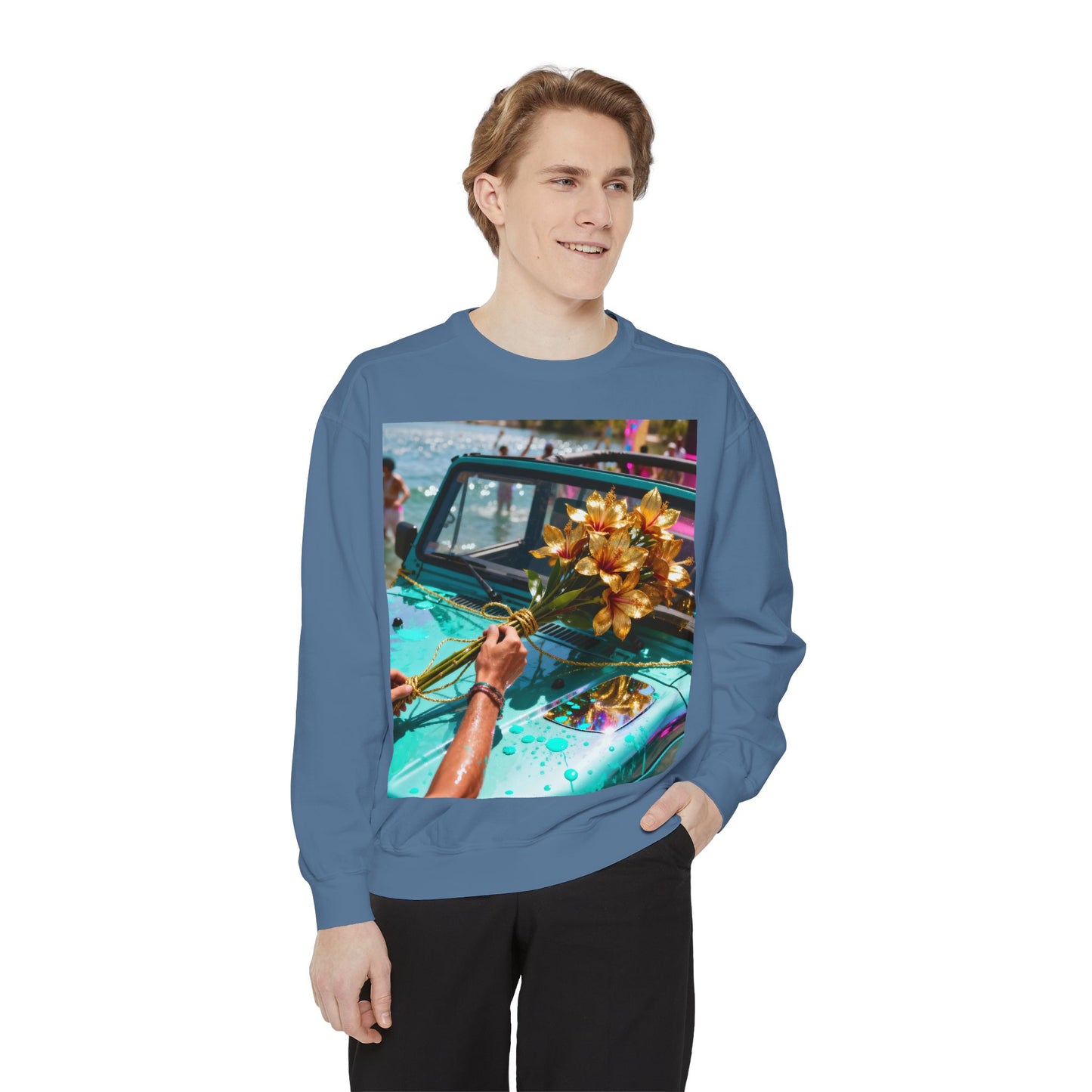 Sweatshirt — Tropical Parade Car Floral Photo Print