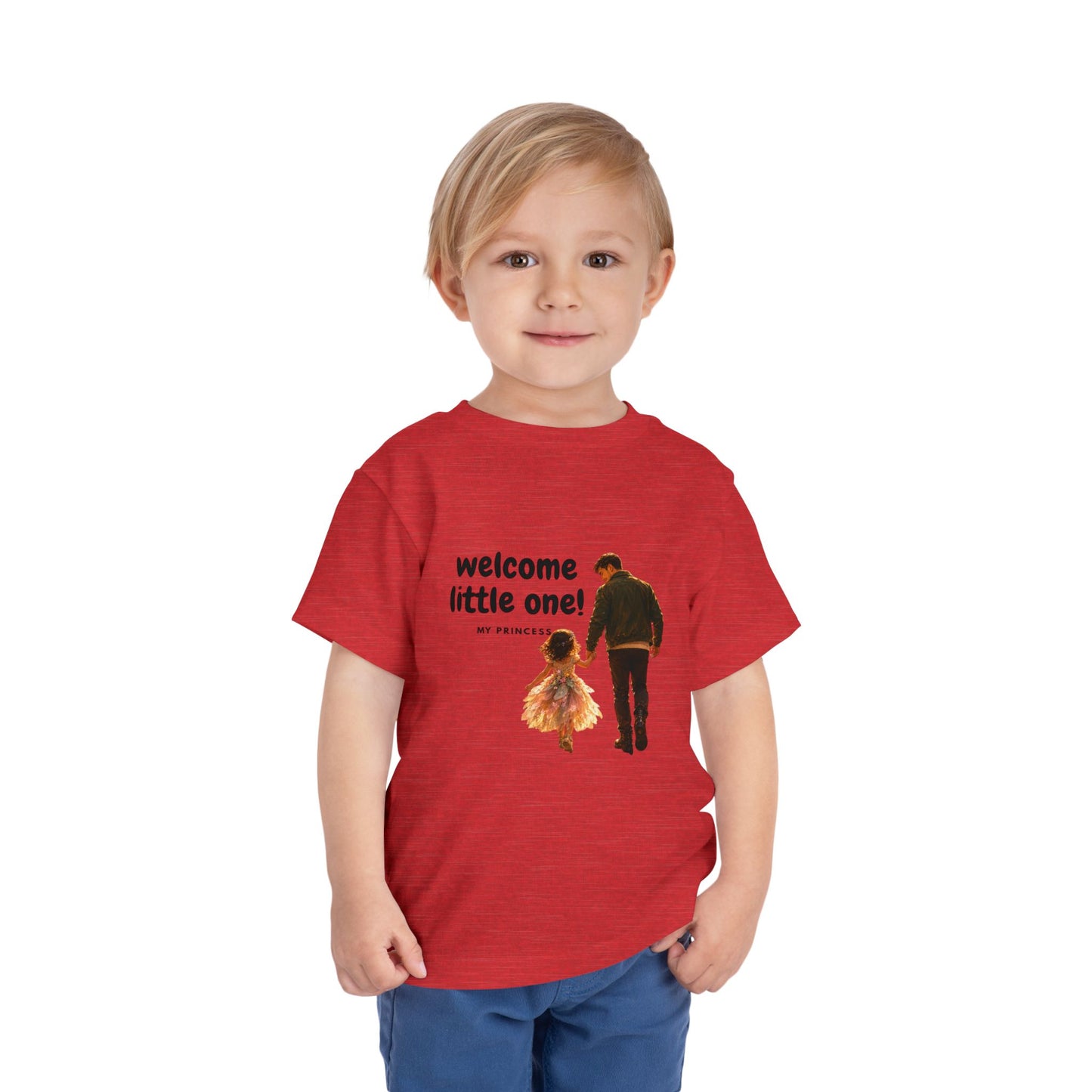 Toddler Tee — "Welcome Little One" Father & Daughter Walk Graphic