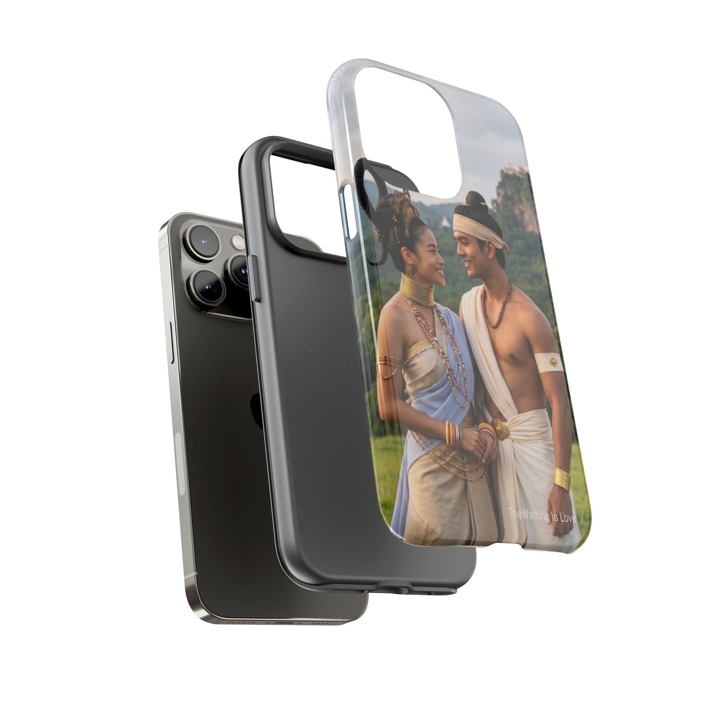 Phone Case — Romantic Couple Photo Print, Tropical Temple Landscape Protective Cover