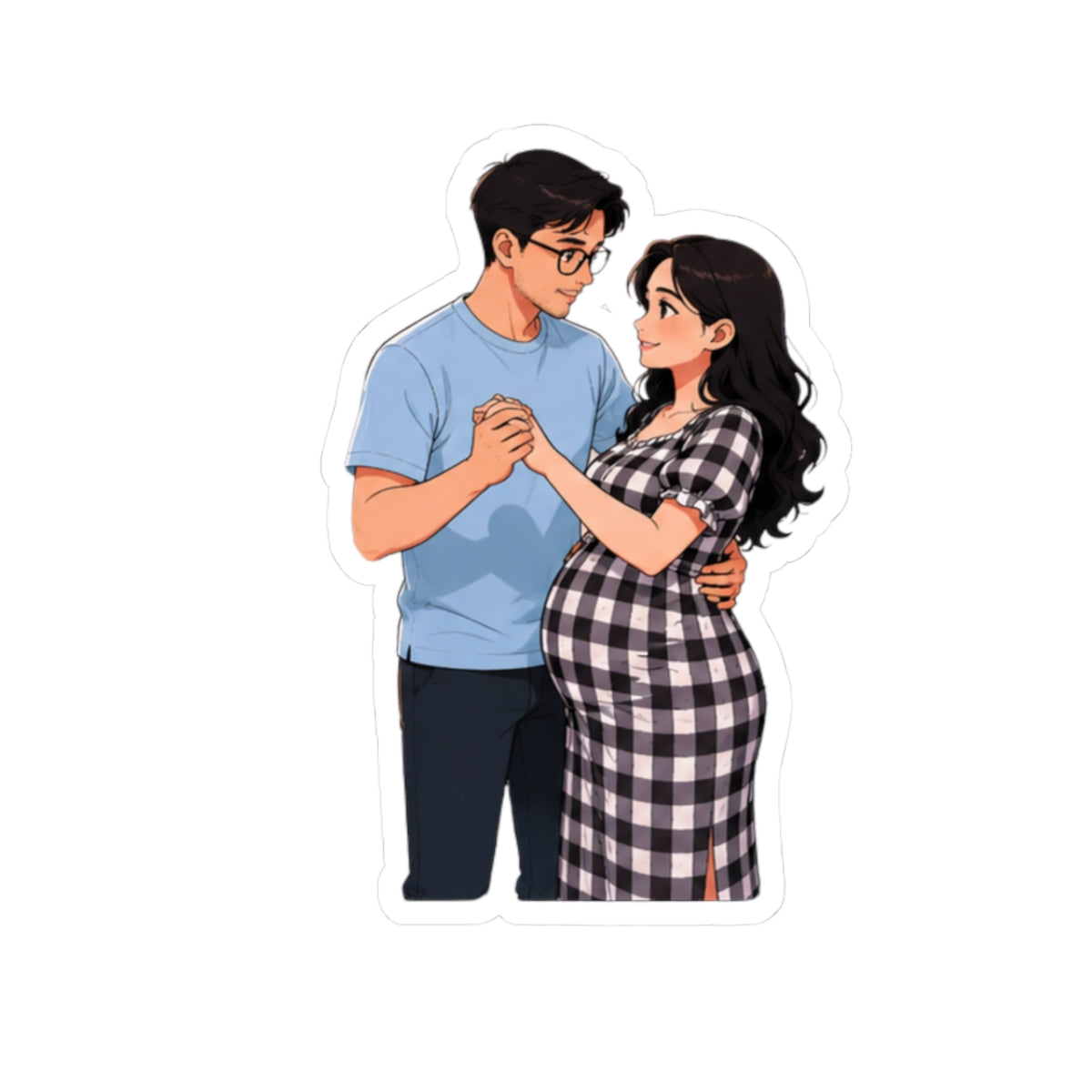 Pregnant Couple Kiss-Cut Sticker — Expecting Parents Decorative Decal