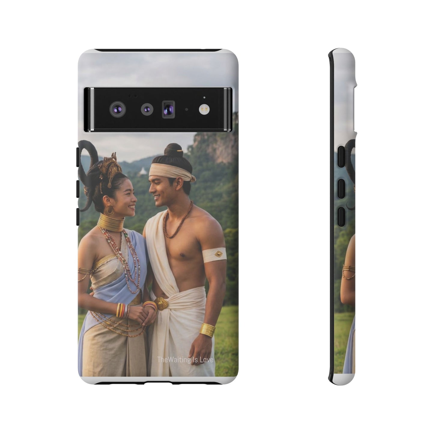 Phone Case — Romantic Couple Photo Print, Tropical Temple Landscape Protective Cover