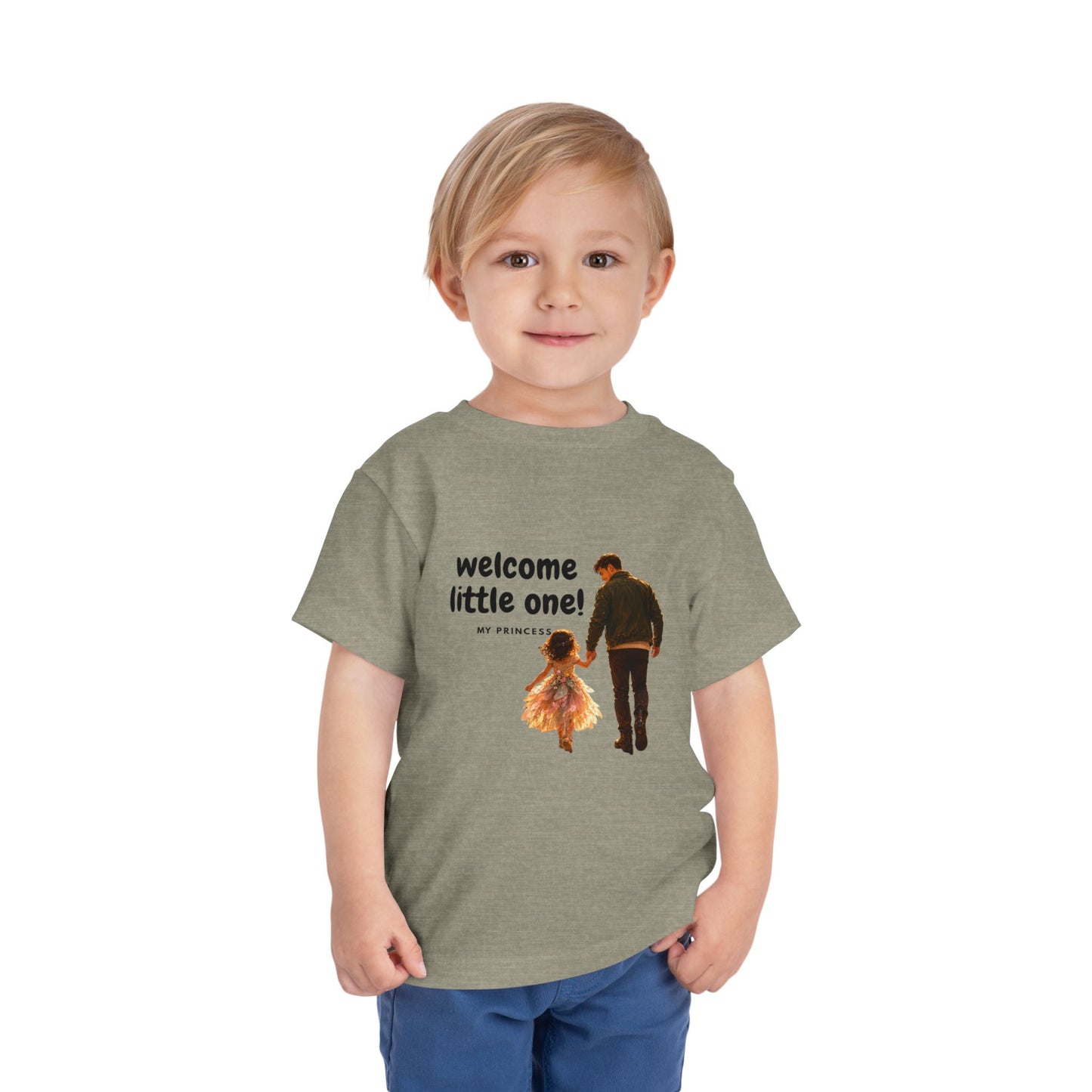 Toddler Tee — "Welcome Little One" Father & Daughter Walk Graphic