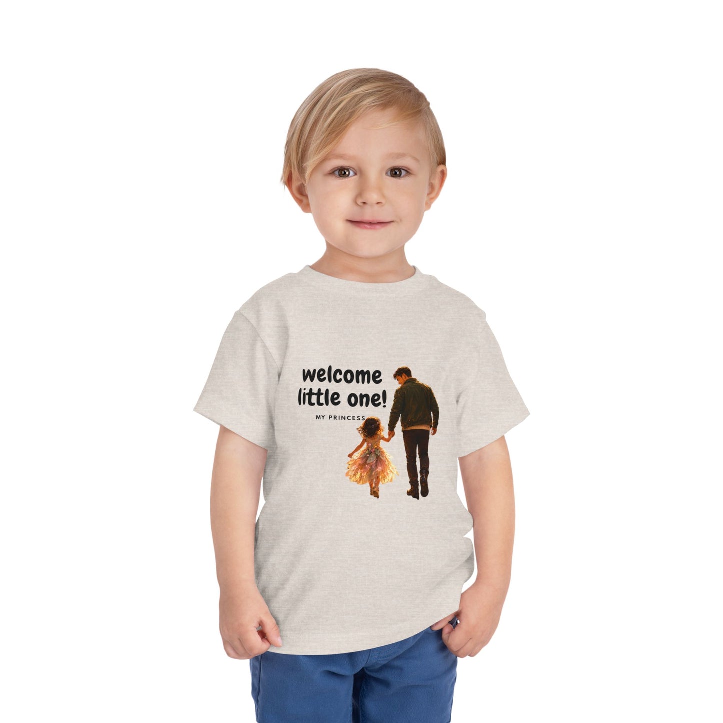Toddler Tee — "Welcome Little One" Father & Daughter Walk Graphic