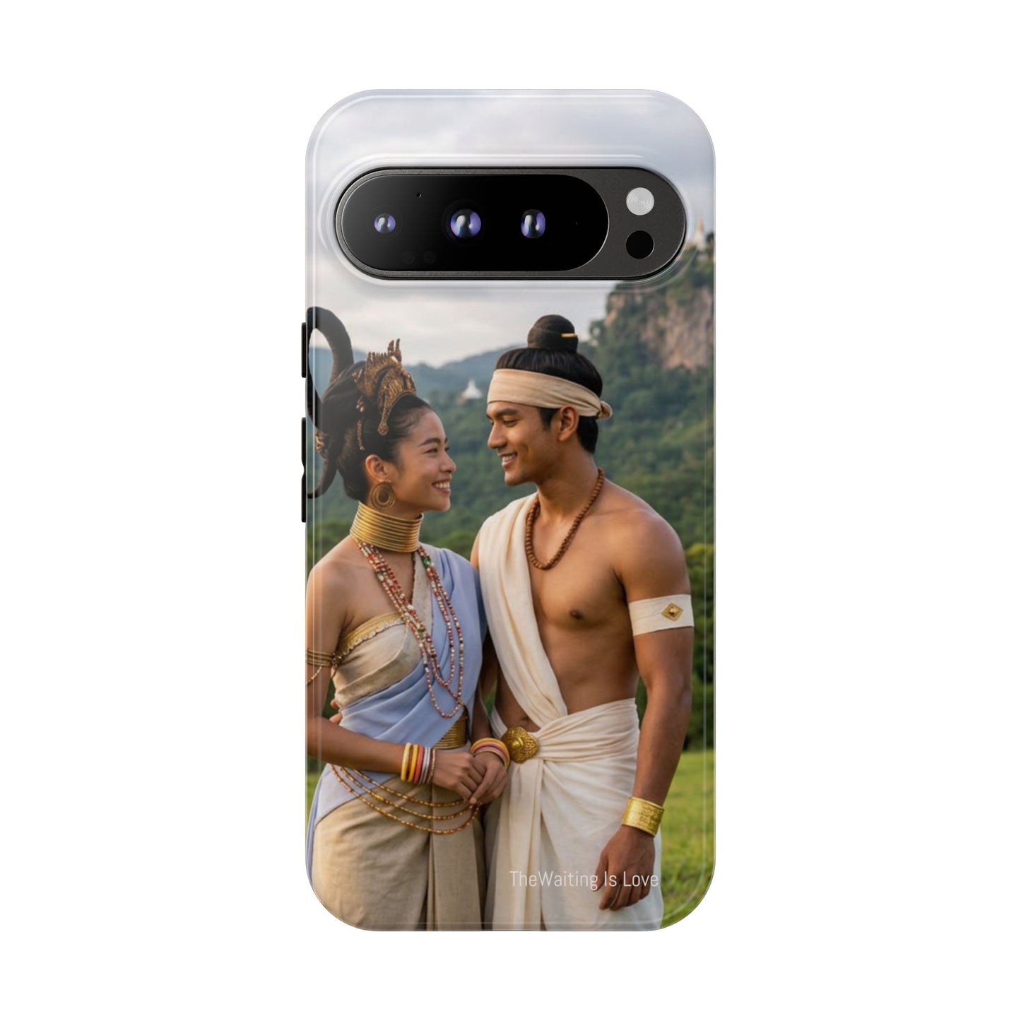Phone Case — Romantic Couple Photo Print, Tropical Temple Landscape Protective Cover