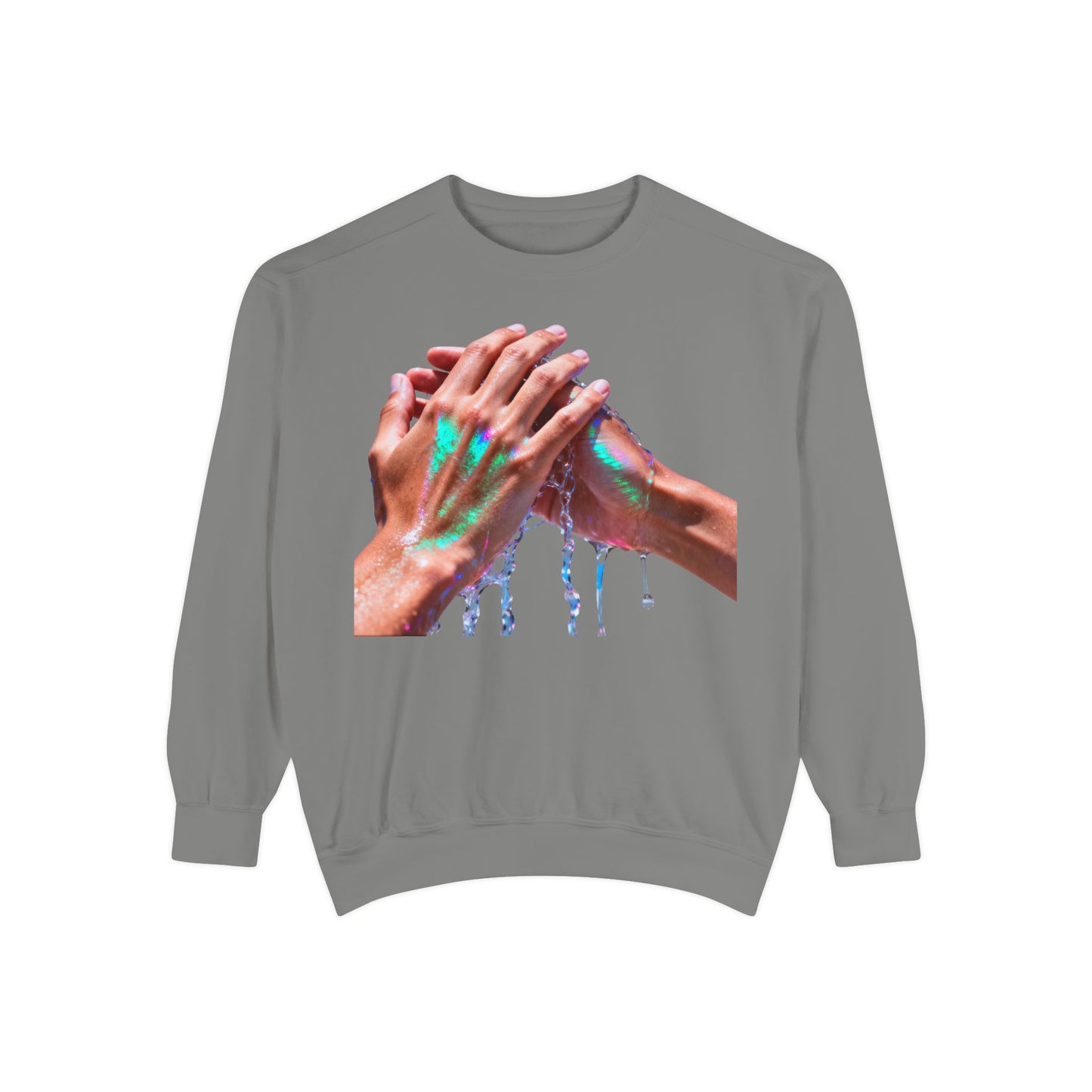 Hands Washing Art Sweatshirt — Colorful Dripping Paint Graphic Crewneck