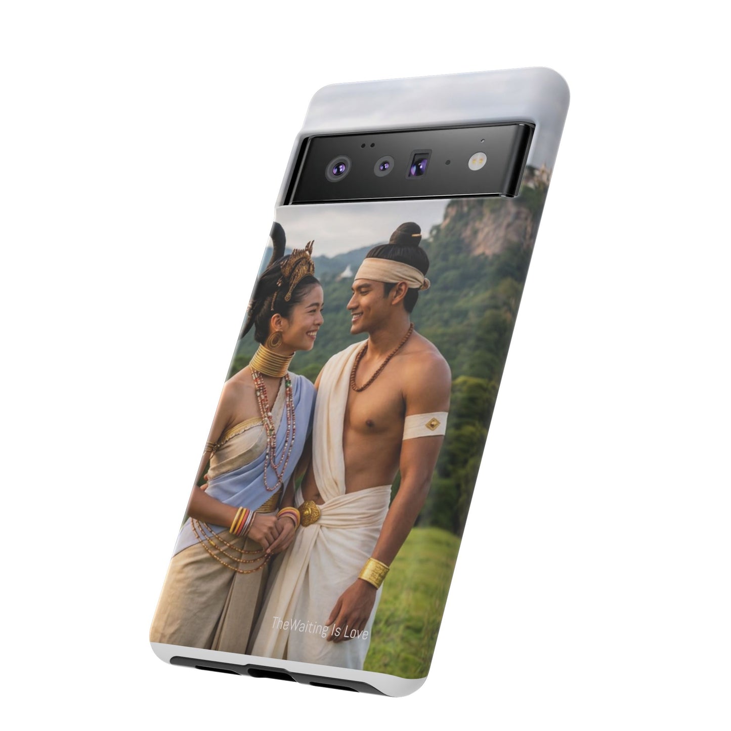 Phone Case — Romantic Couple Photo Print, Tropical Temple Landscape Protective Cover