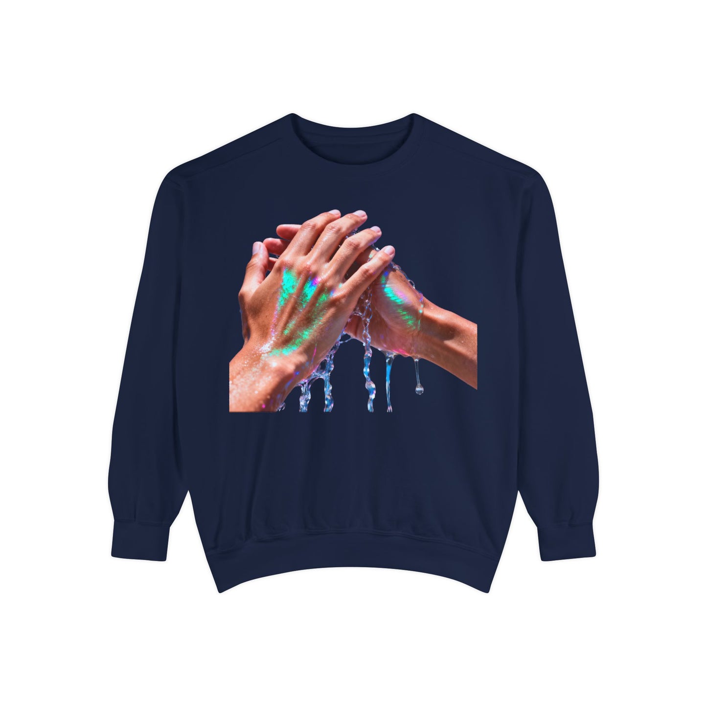 Hands Washing Art Sweatshirt — Colorful Dripping Paint Graphic Crewneck
