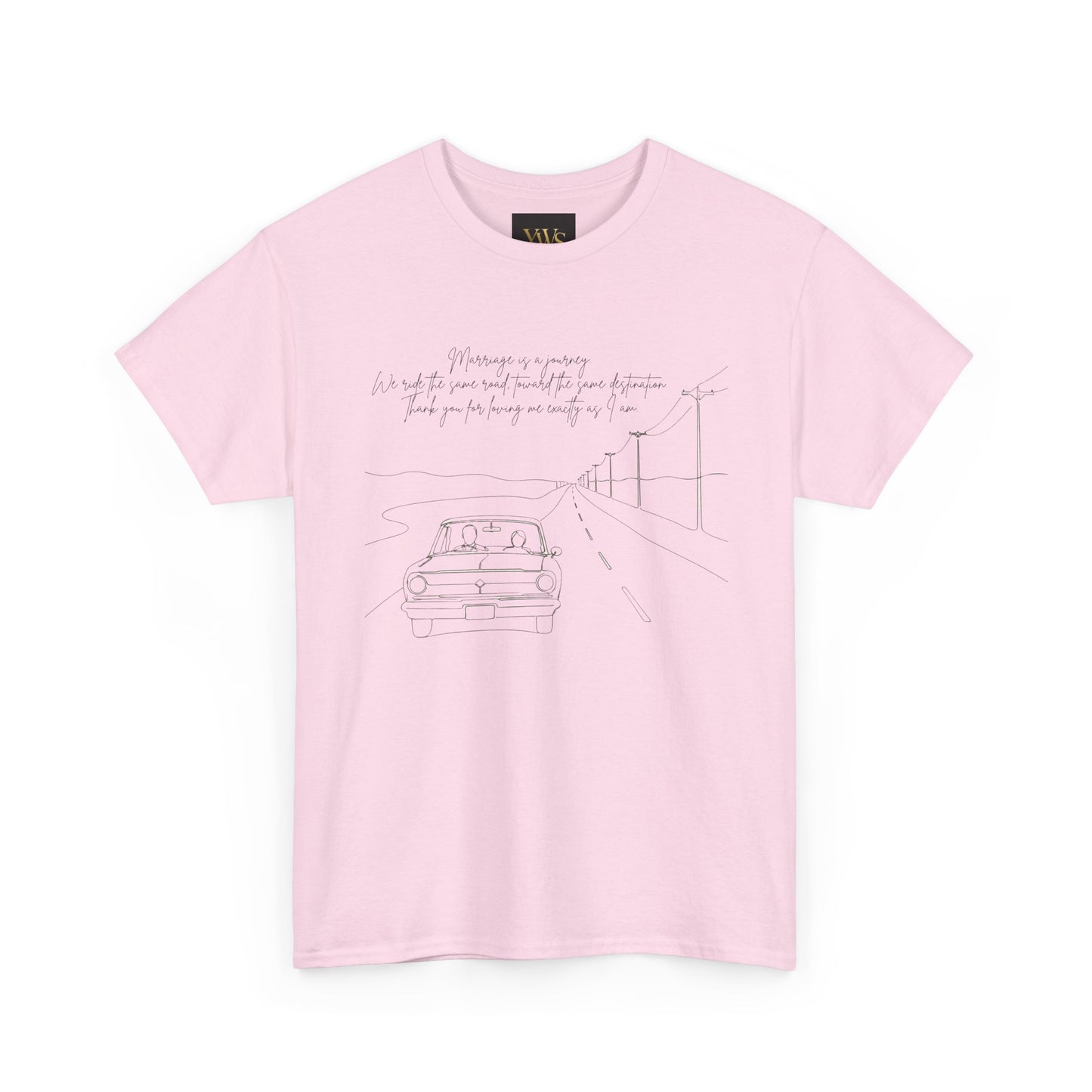 Vintage Road Sketch Tee — Minimal Car Illustration with Handwritten Quote