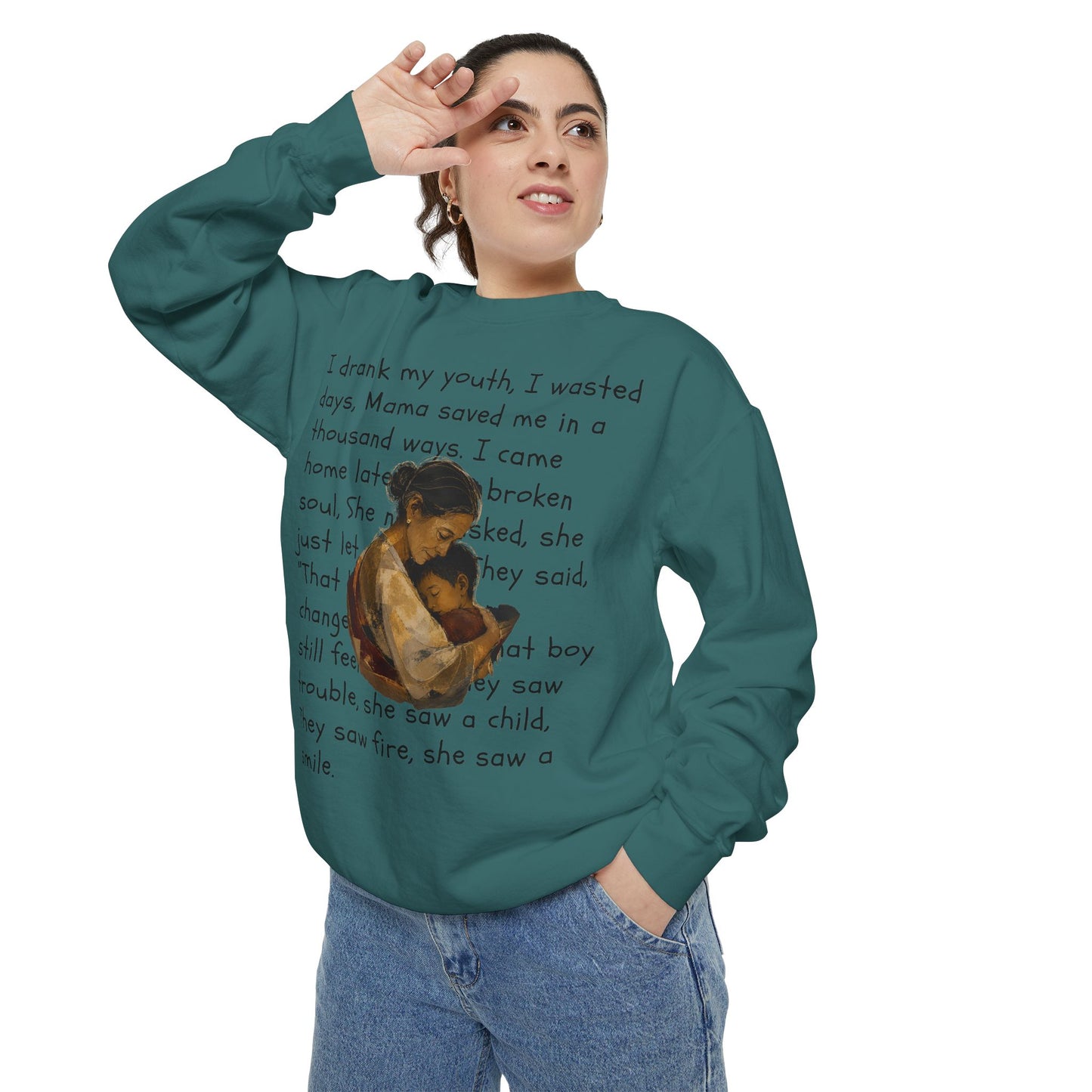 Sweatshirt — Mama Saved Me Graphic Sweatshirt with Mother & Child Lyrics