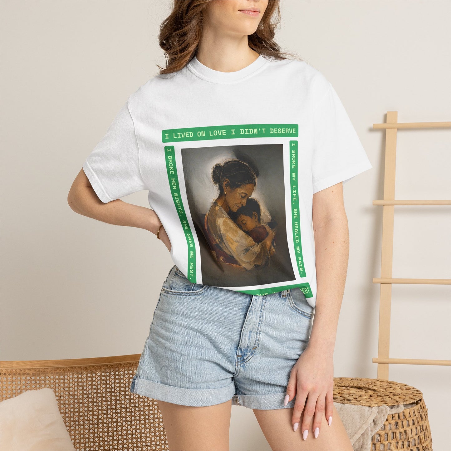 T-Shirt — 'I Lived on Love I Didn’t Deserve' Mother & Child Art Tee