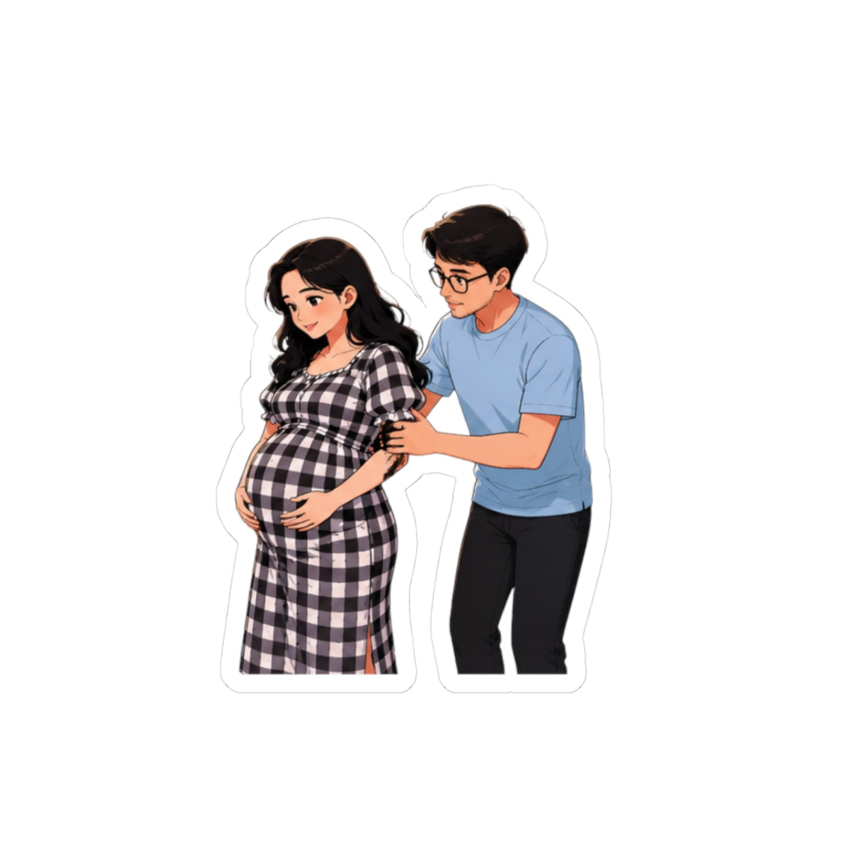 Pregnant Couple Kiss-Cut Sticker — Expecting Parents Laptop Decal