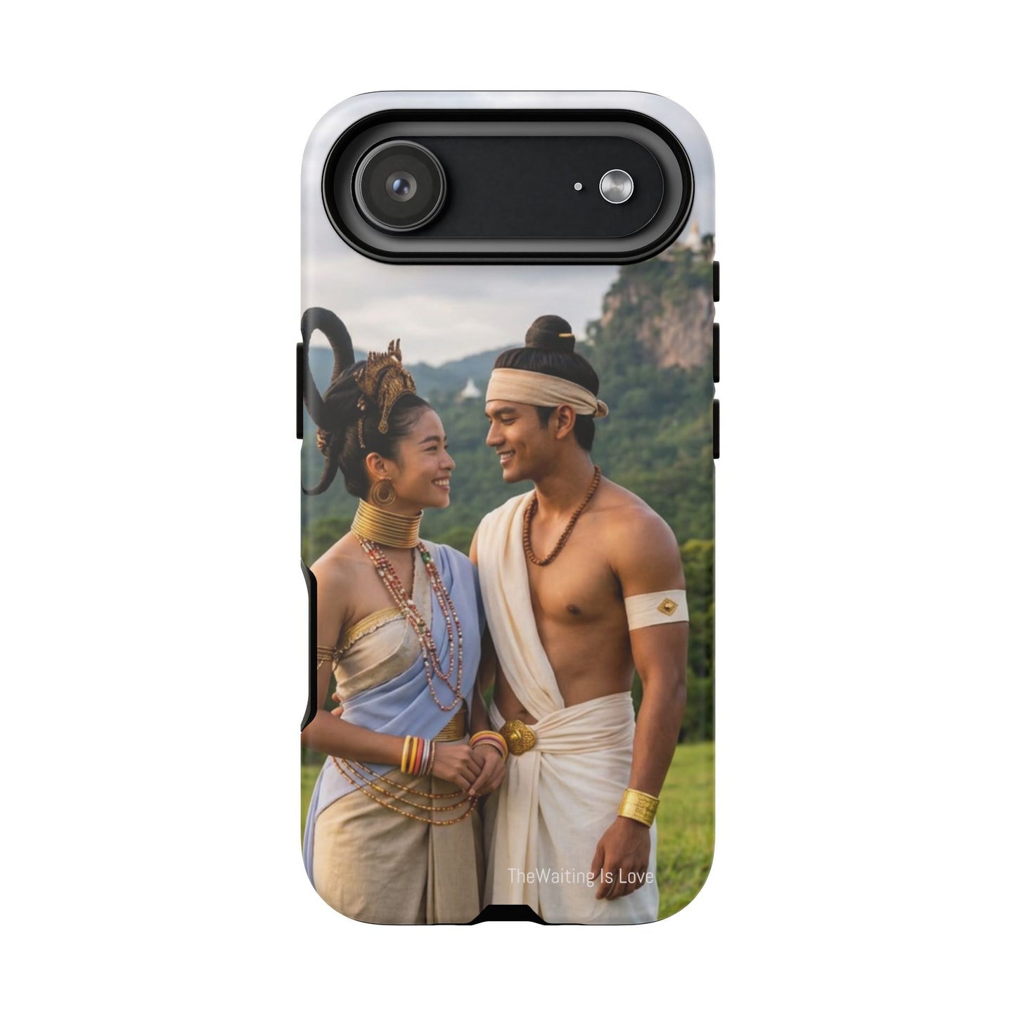 Phone Case — Romantic Couple Photo Print, Tropical Temple Landscape Protective Cover