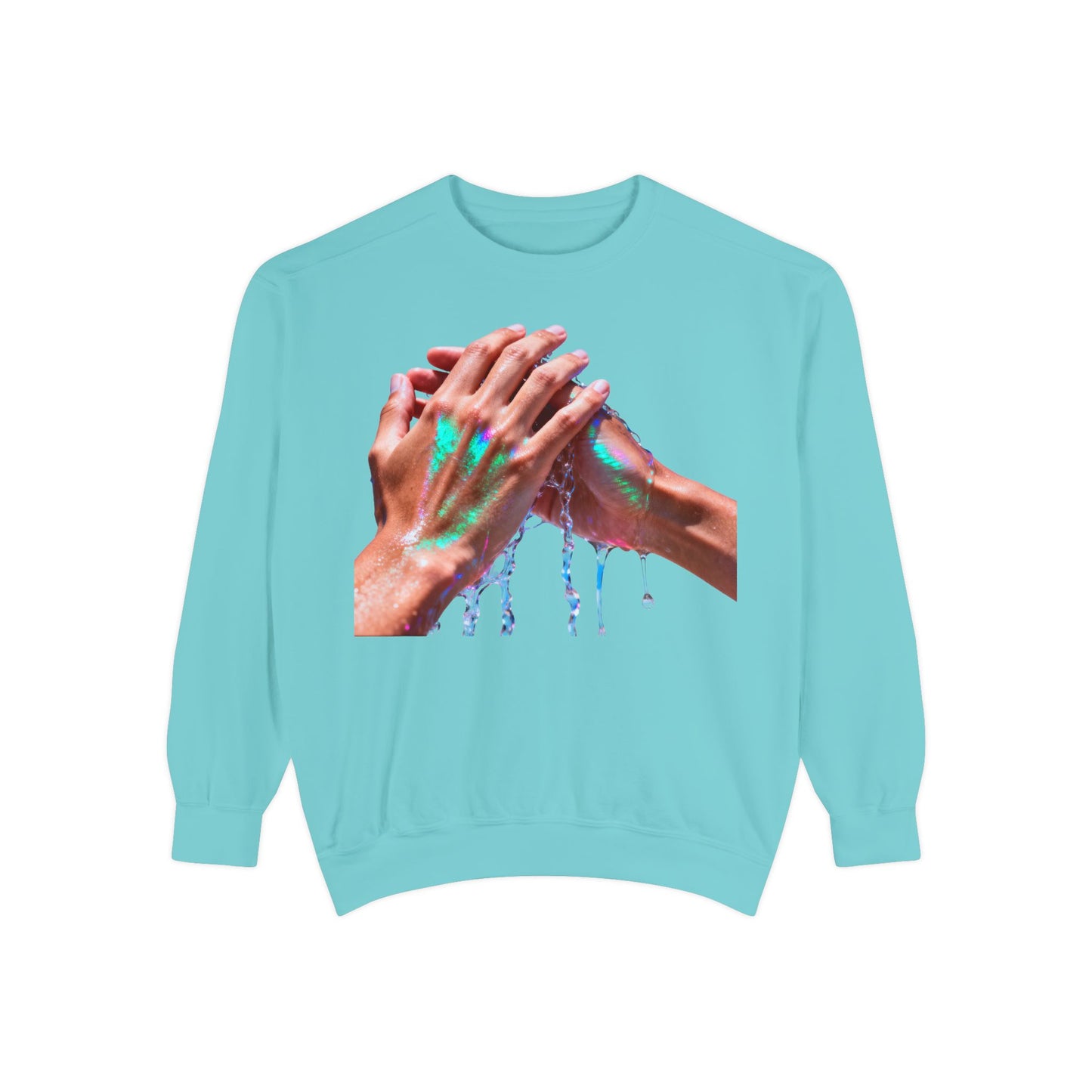 Hands Washing Art Sweatshirt — Colorful Dripping Paint Graphic Crewneck