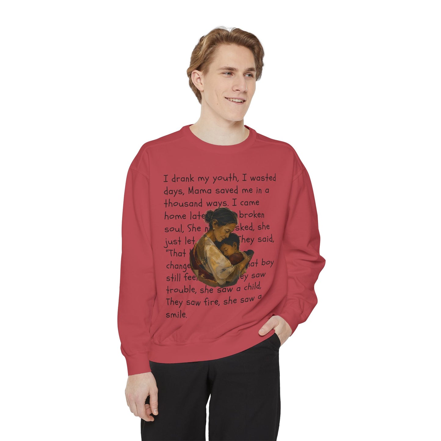 Sweatshirt — Mama Saved Me Graphic Sweatshirt with Mother & Child Lyrics