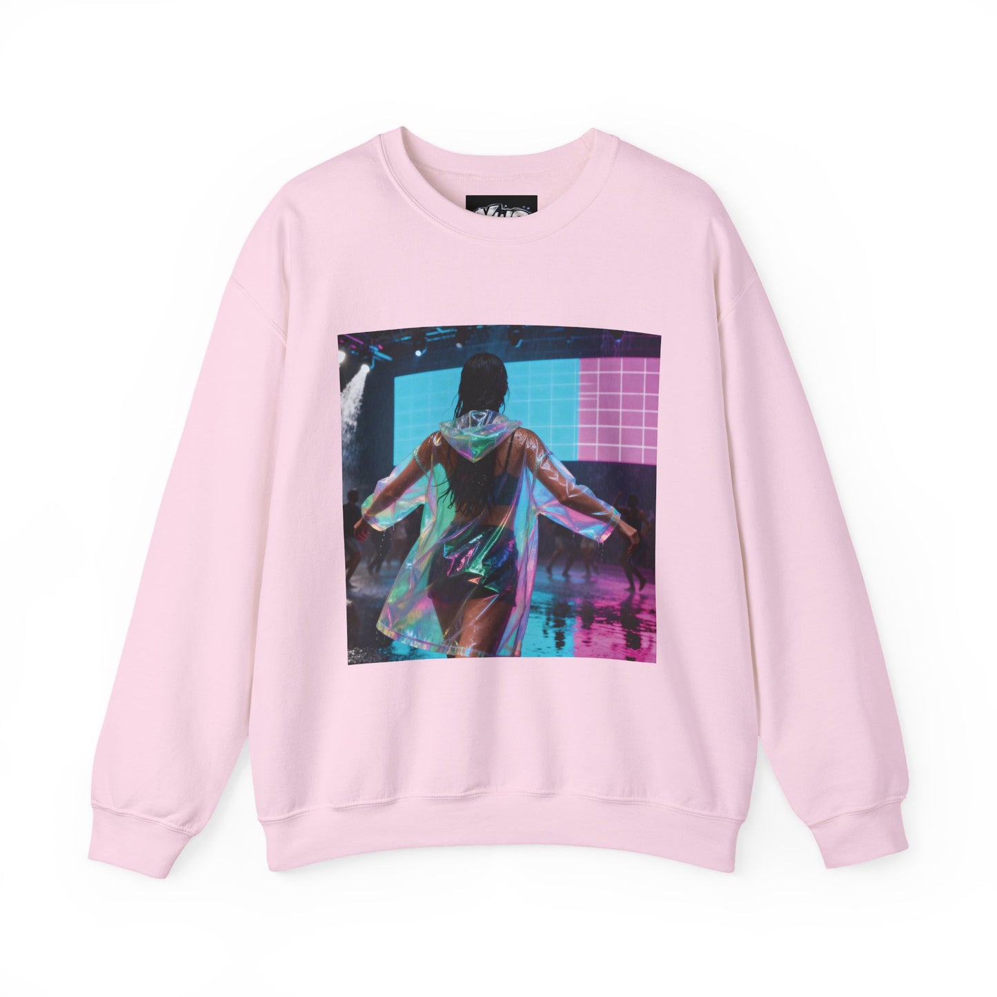 Retro Neon Concert Sweatshirt — Glitchy Music Festival Crewneck