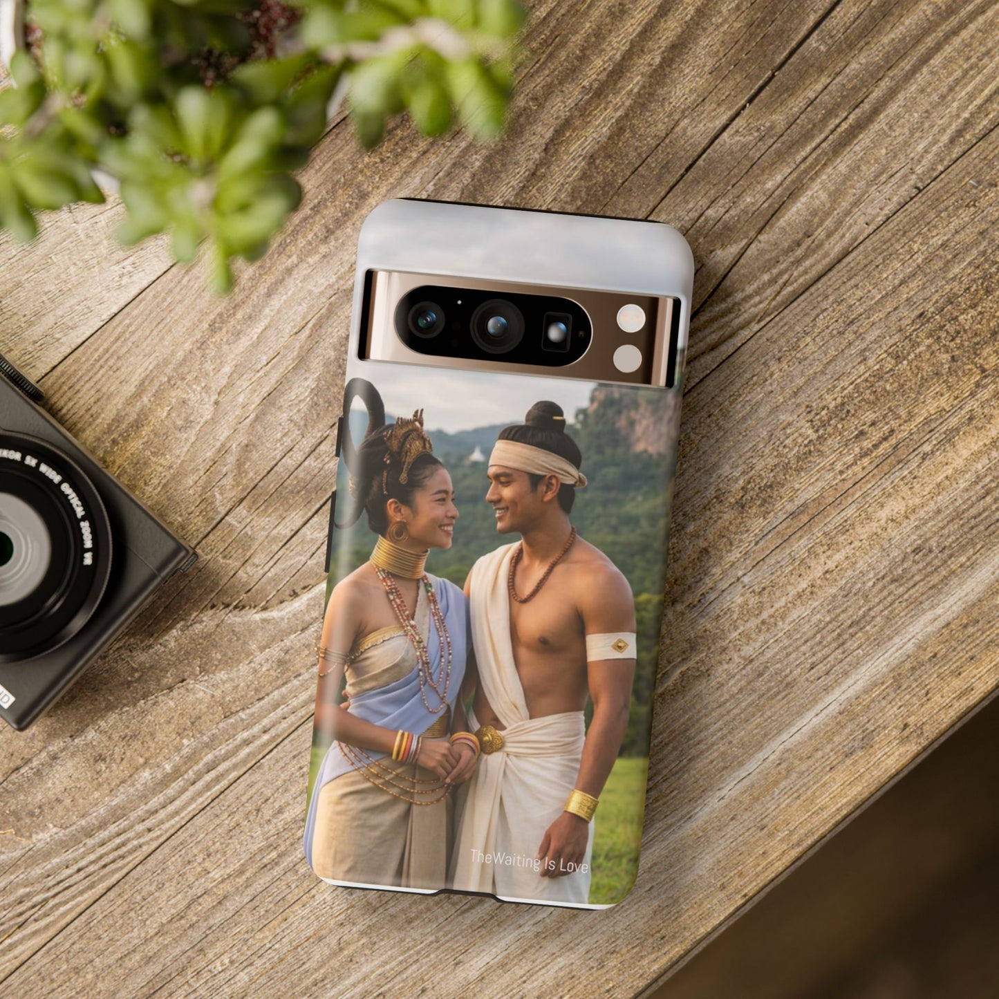 Phone Case — Romantic Couple Photo Print, Tropical Temple Landscape Protective Cover