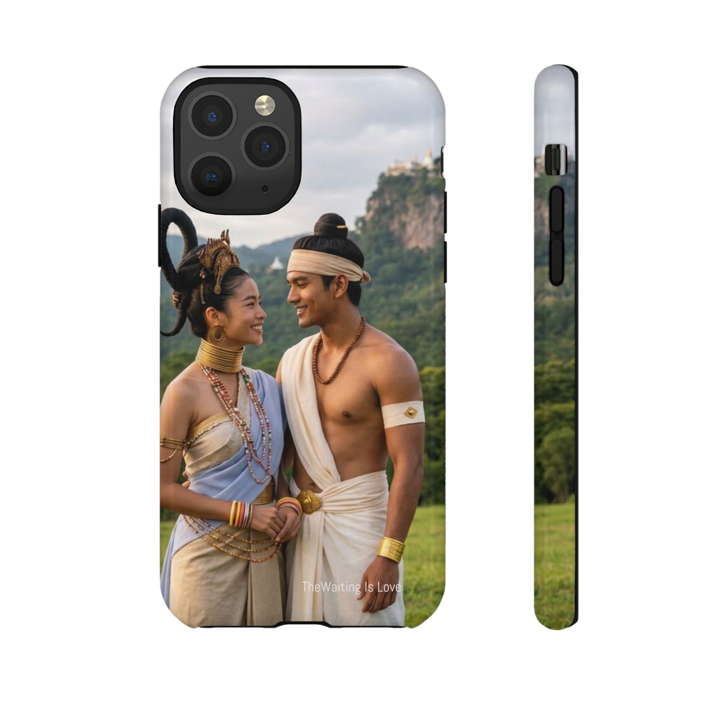 Phone Case — Romantic Couple Photo Print, Tropical Temple Landscape Protective Cover