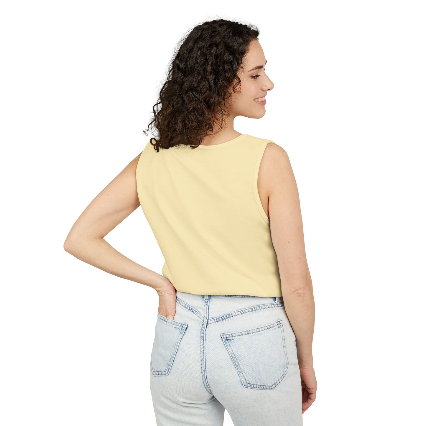 Sketch Roadtrip Tank Top — Minimal Car Line Art with Handwritten Lyric Text