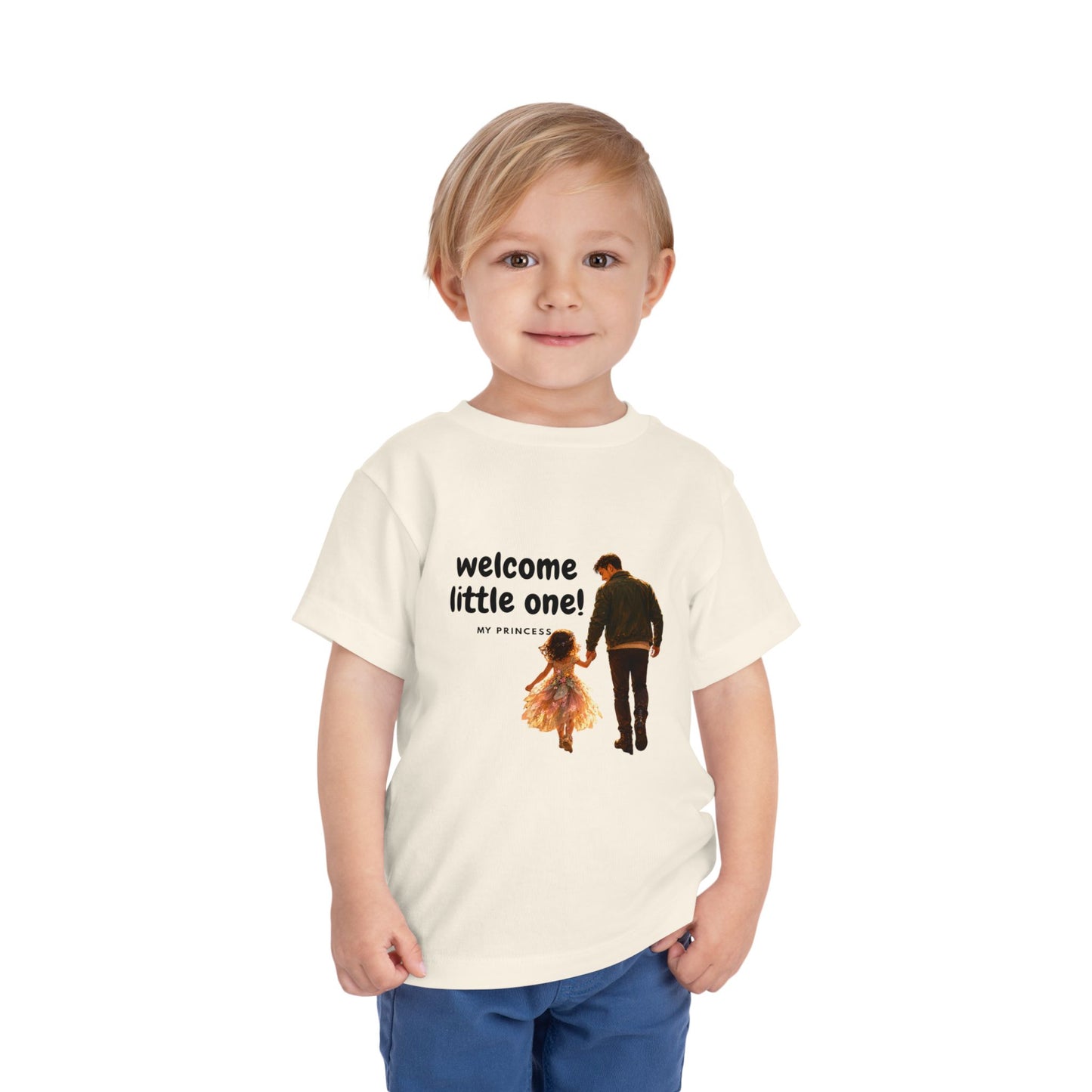 Toddler Tee — "Welcome Little One" Father & Daughter Walk Graphic