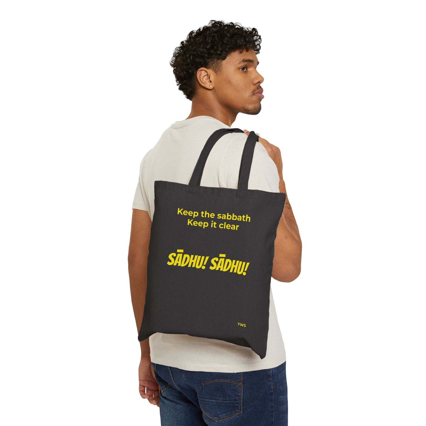 Canvas Tote Bag — "Keep the Sabbath, Keep It Clear" Sadhu Design