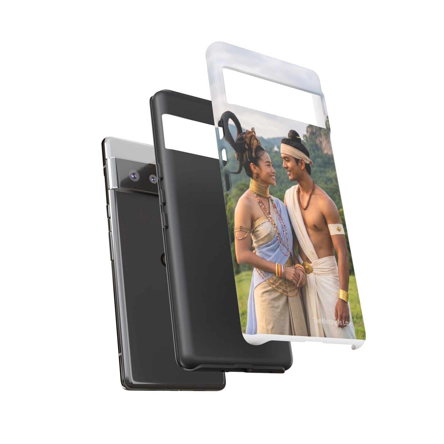 Phone Case — Romantic Couple Photo Print, Tropical Temple Landscape Protective Cover