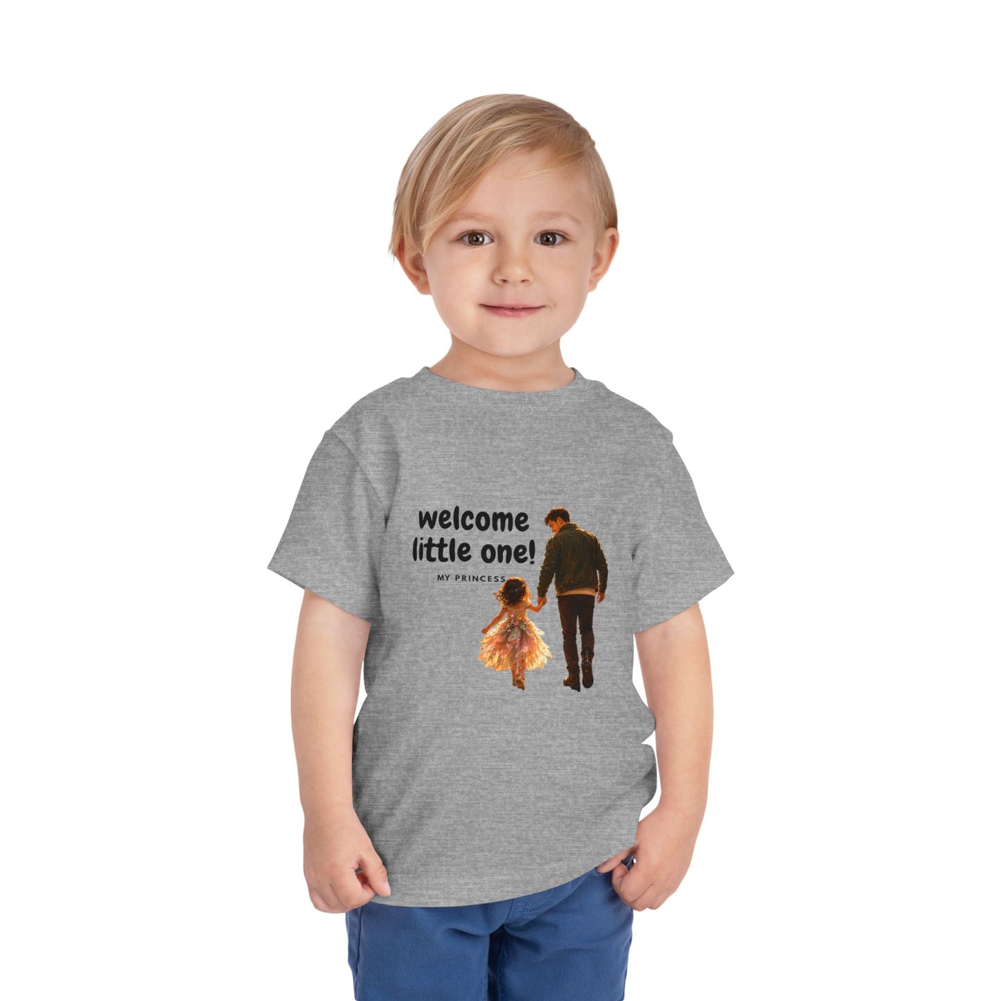 Toddler Tee — "Welcome Little One" Father & Daughter Walk Graphic