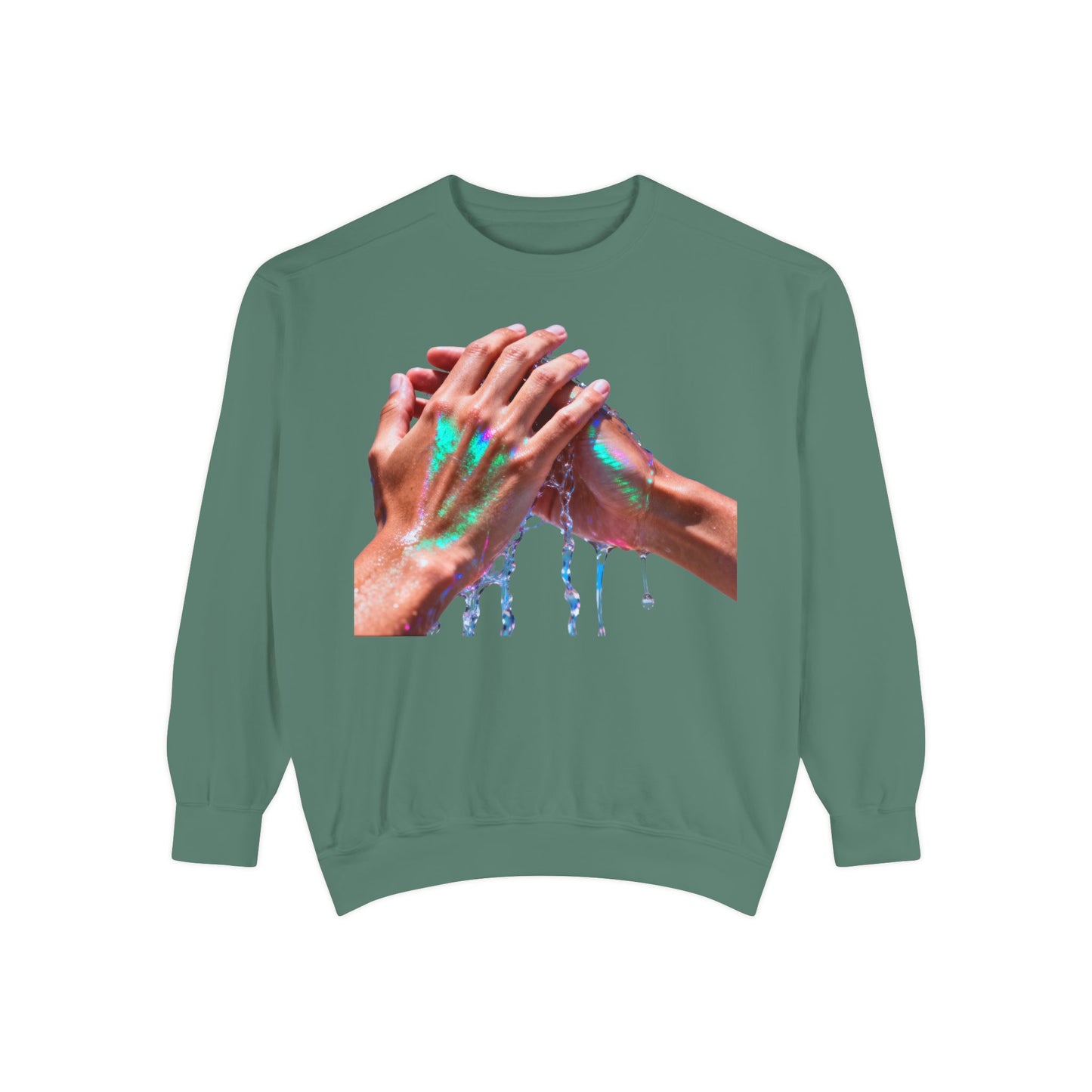 Hands Washing Art Sweatshirt — Colorful Dripping Paint Graphic Crewneck