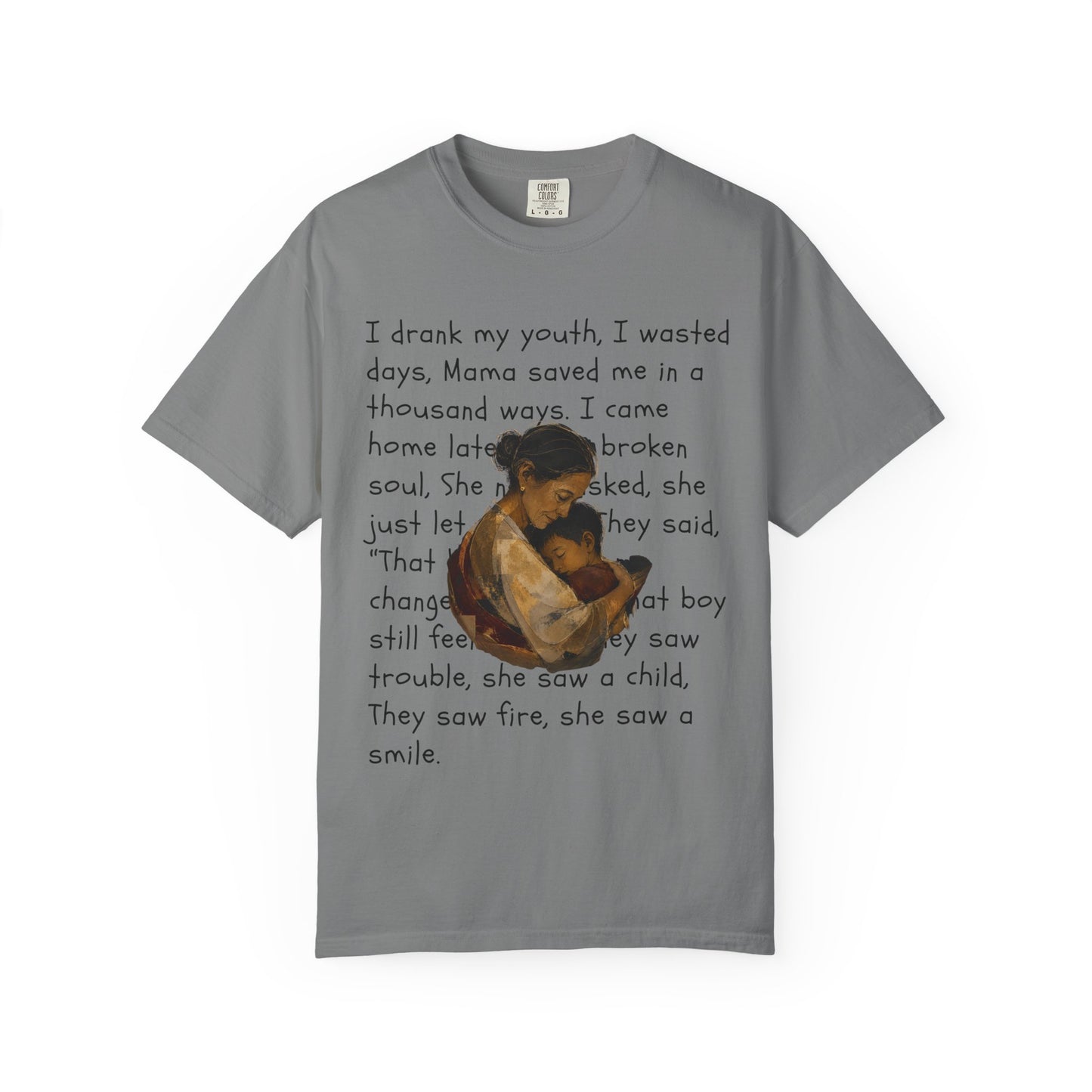 Mama Saved Me T-Shirt — Vintage Mother & Child Illustration with Poem