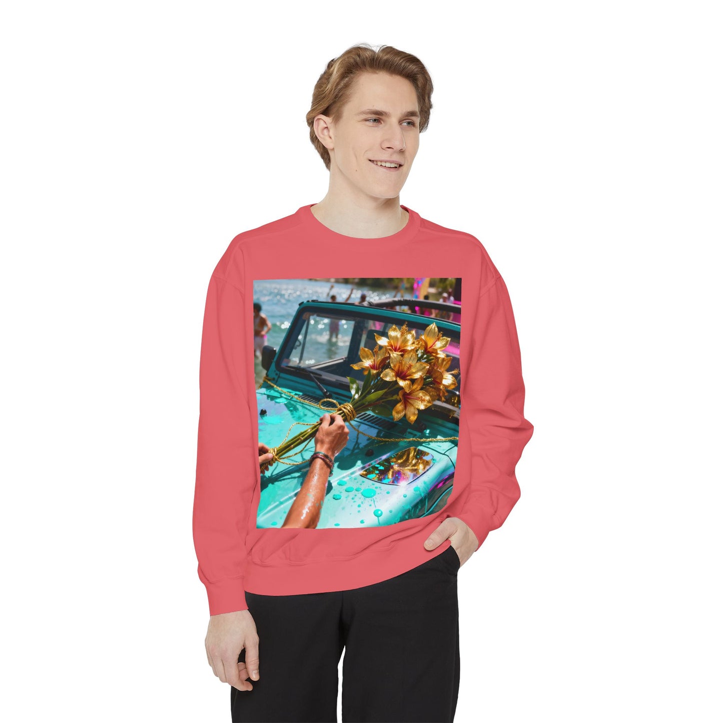 Sweatshirt — Tropical Parade Car Floral Photo Print