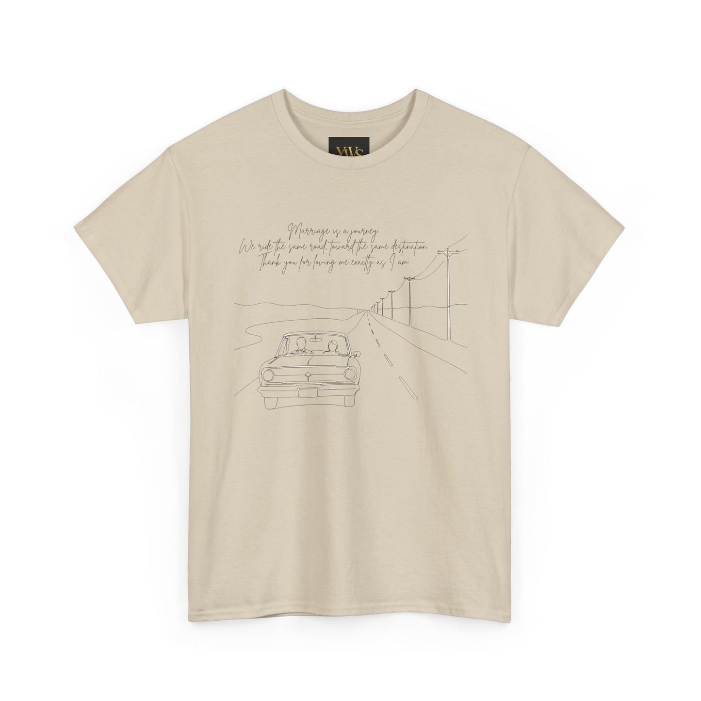 Vintage Road Sketch Tee — Minimal Car Illustration with Handwritten Quote