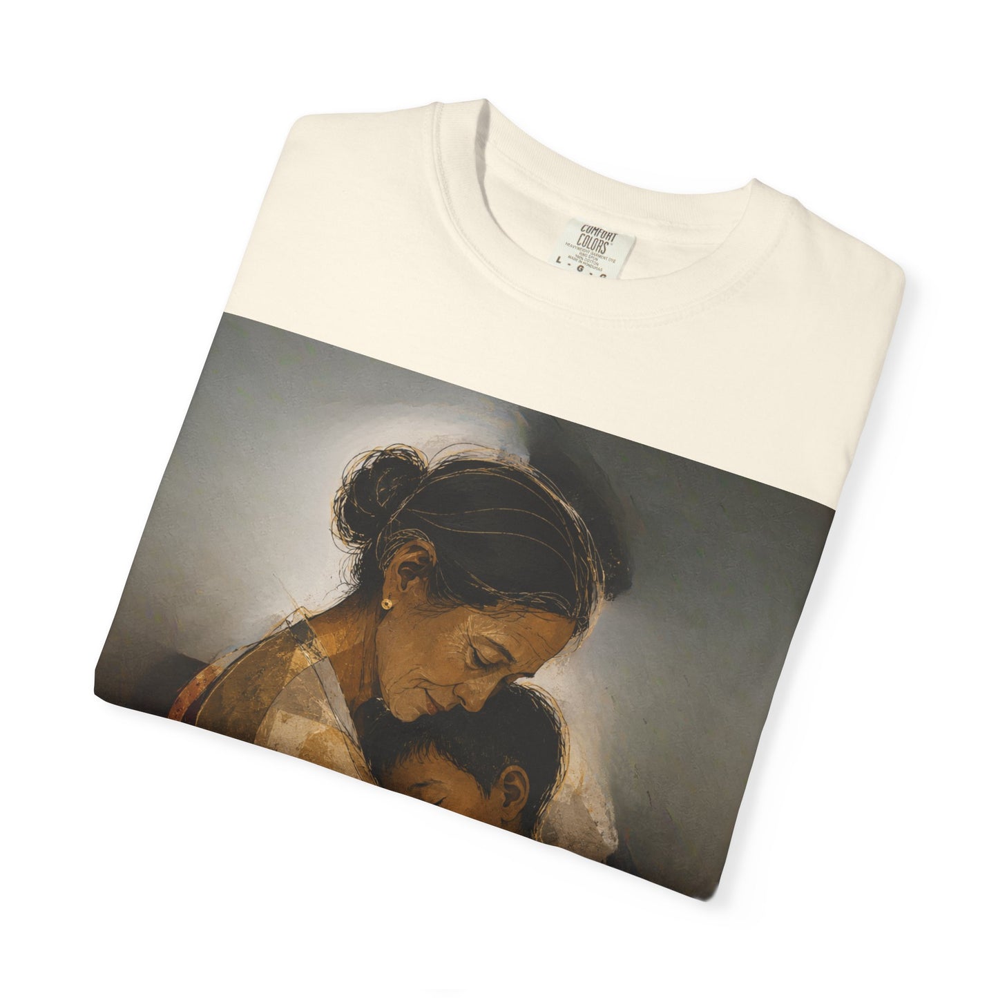 T-Shirt — Mother and Child Embrace Graphic Tee with Inspirational Quote