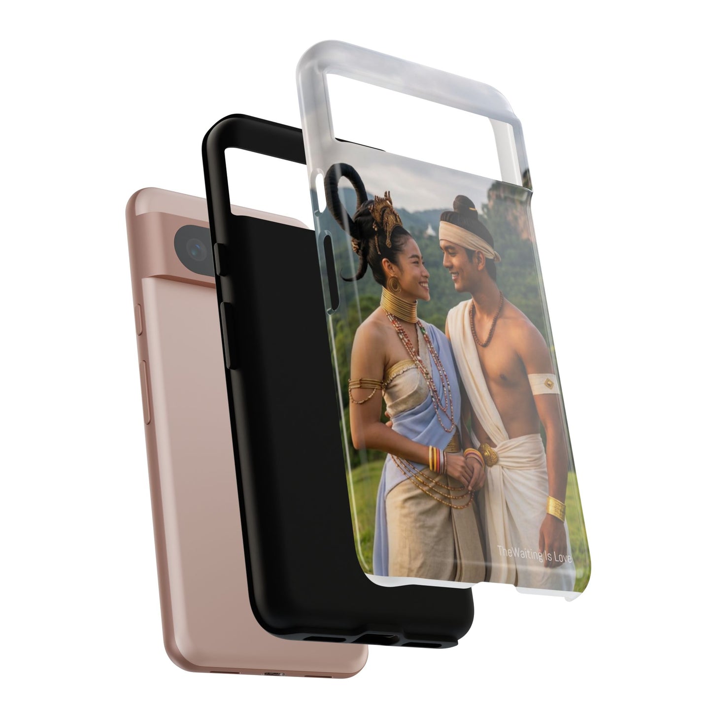 Phone Case — Romantic Couple Photo Print, Tropical Temple Landscape Protective Cover