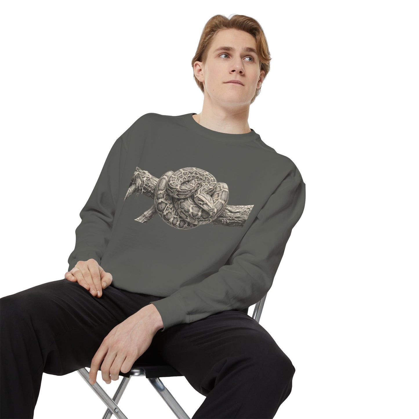 Unisex Garment-Dyed Sweatshirt (Burmese Python)