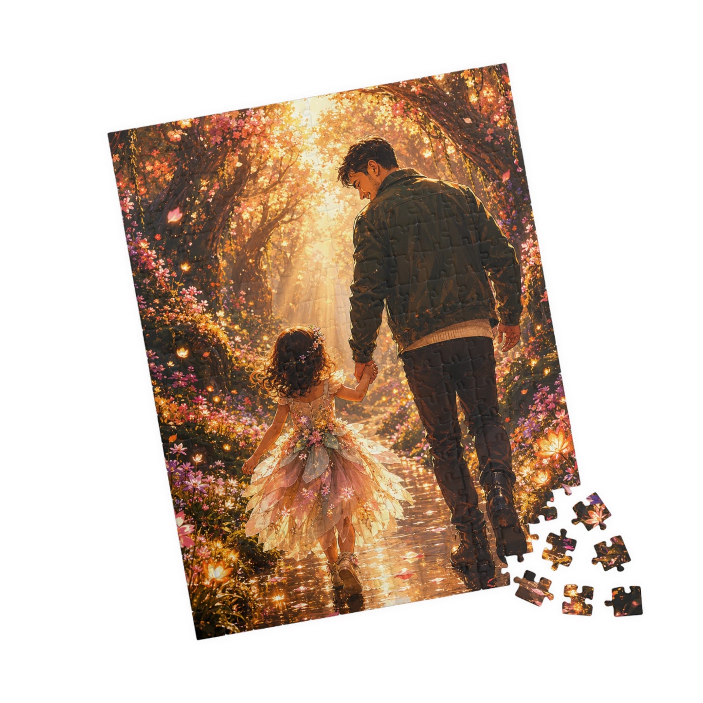 Father and Daughter Stroll Jigsaw Puzzle — Heartwarming Family Scene (110/252/520/1014 pcs)