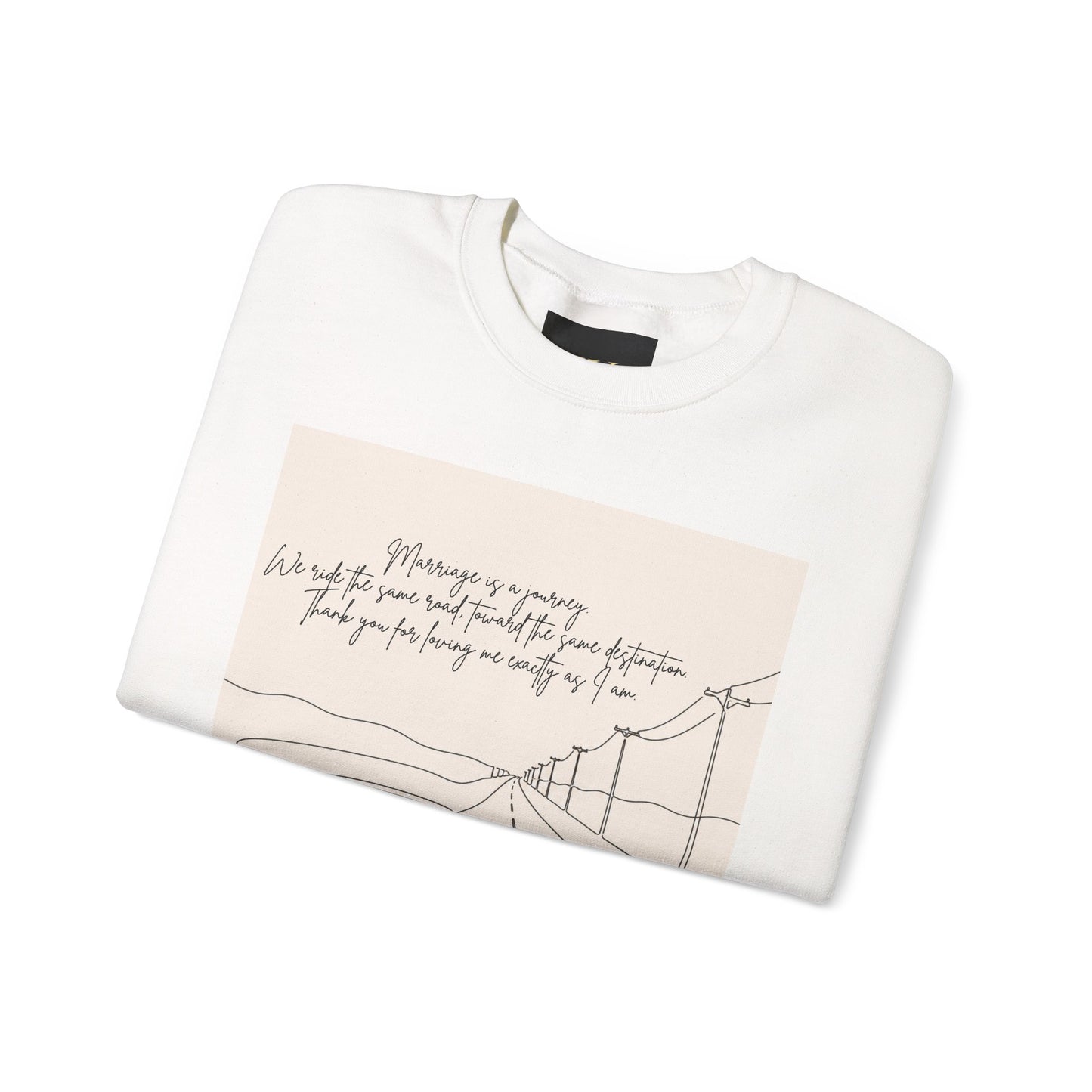 Graphic Sweatshirt — Minimal Line Art Road Trip Design with Inspirational Script