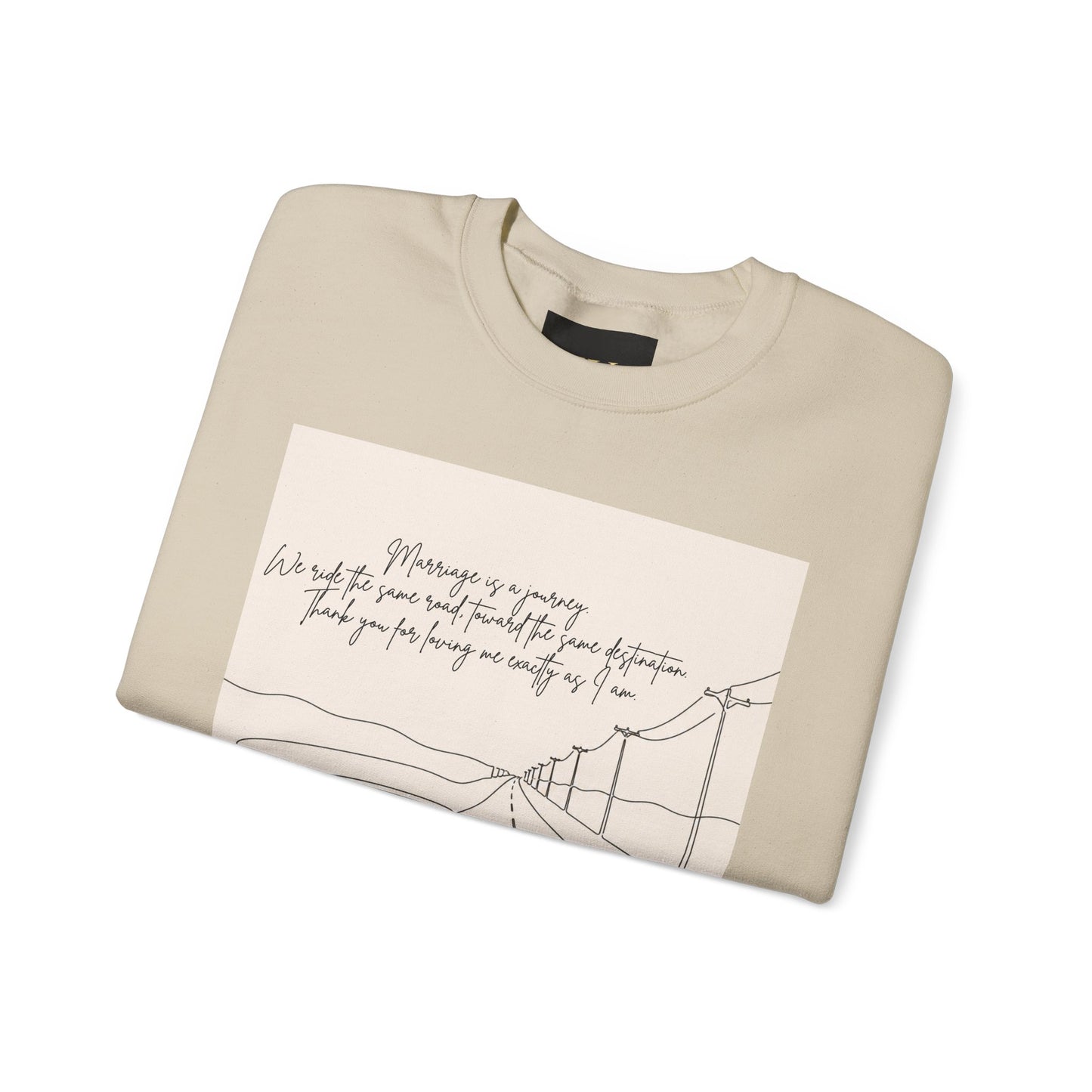 Graphic Sweatshirt — Minimal Line Art Road Trip Design with Inspirational Script